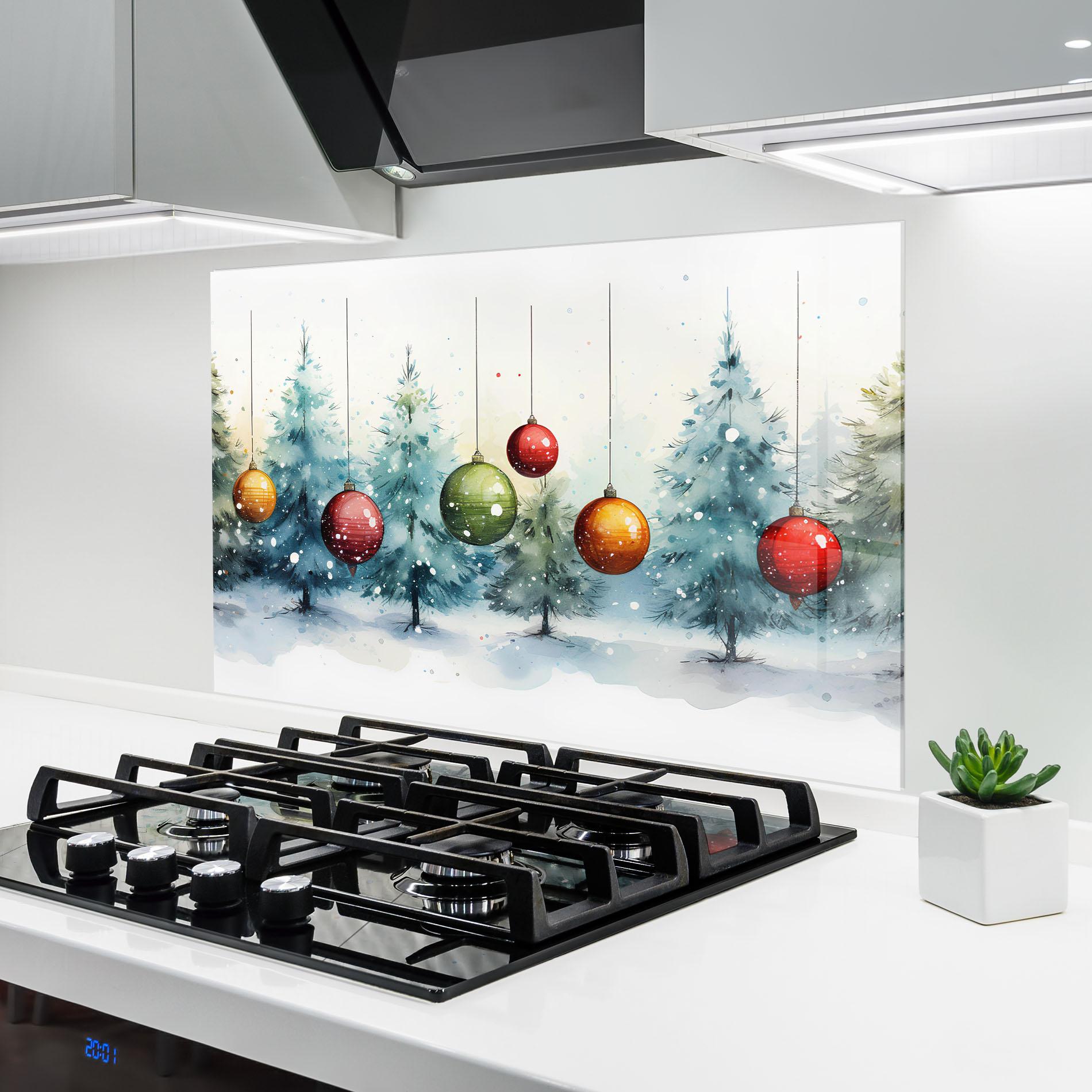 Panou Sticla Bucatarie Christmas Tree Painting mockup 6