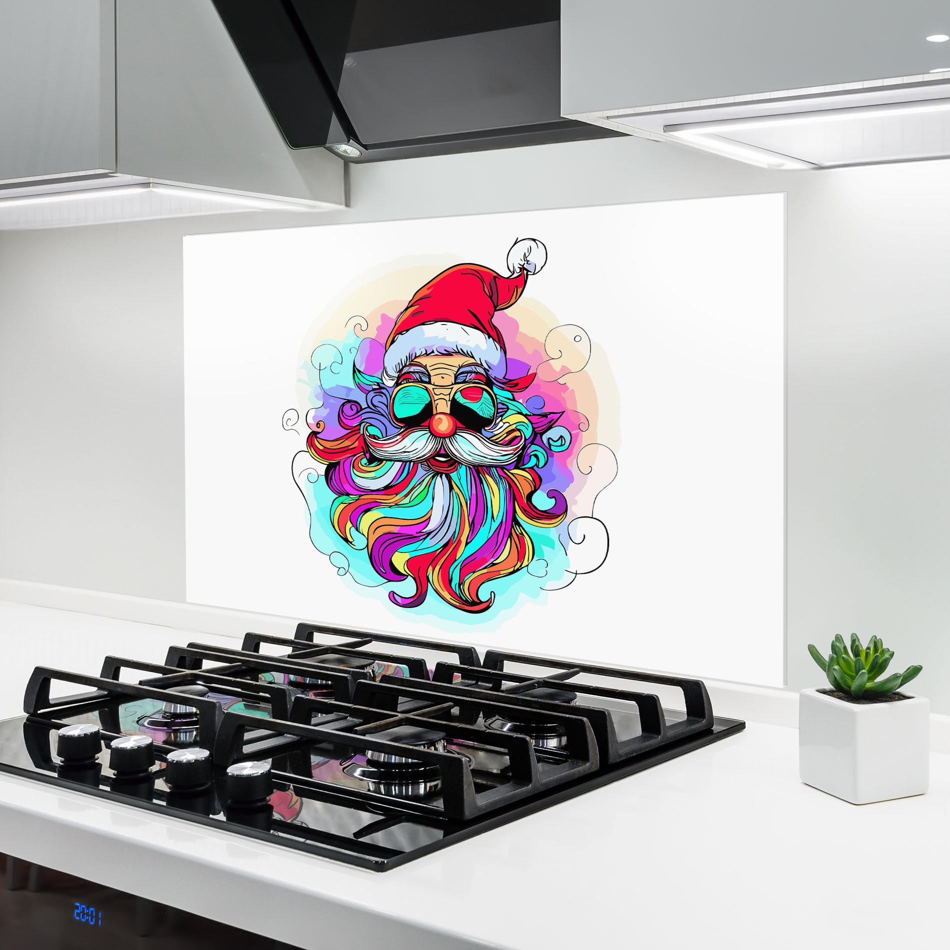 Panou Sticla Bucatarie Colorful Santa mockup 6