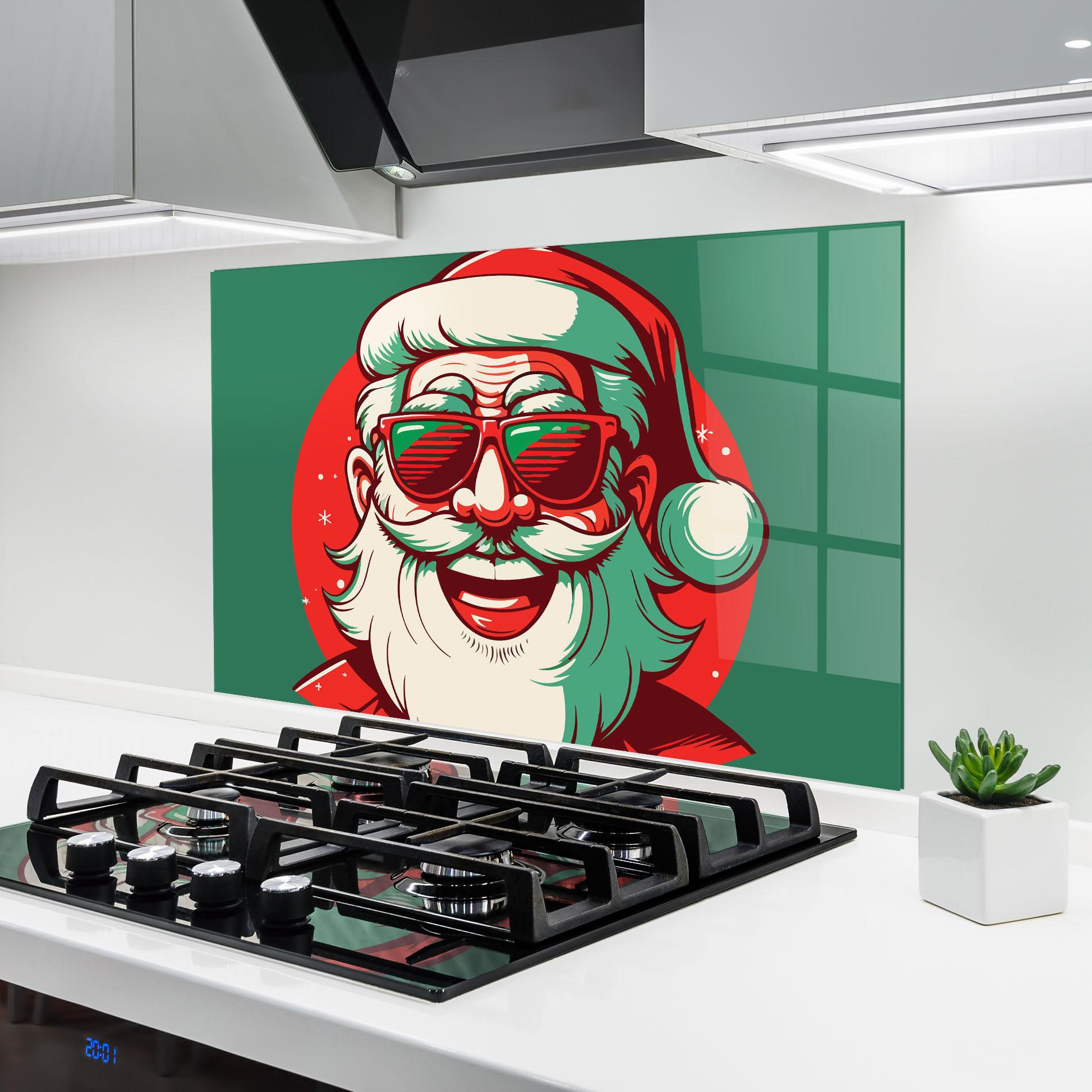 Panou Sticla Bucatarie Crazy Smile Santa mockup 6