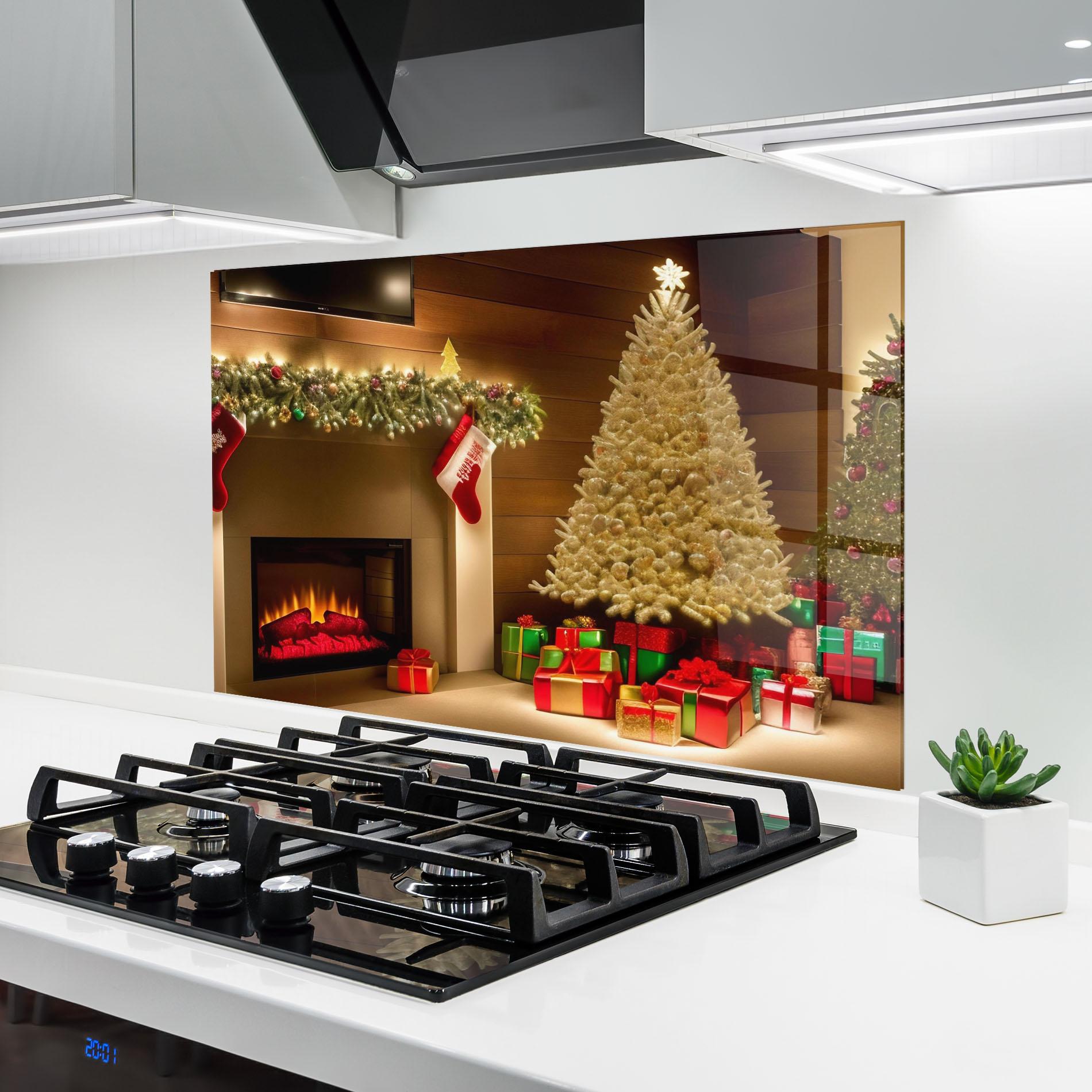 Panou Sticla Bucatarie Decorated Christmas Tree mockup 6