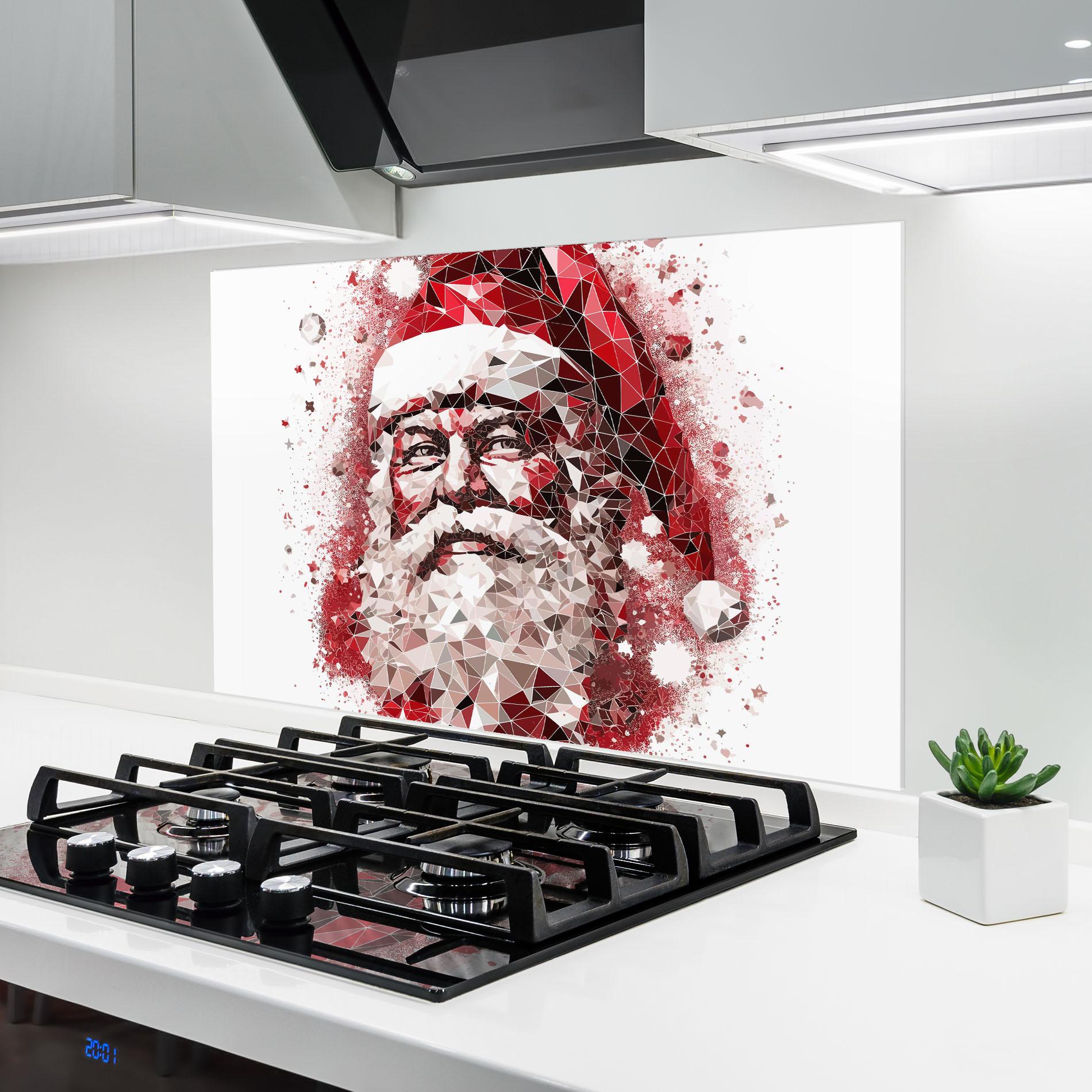 Panou Sticla Bucatarie Red Santa Art mockup 6