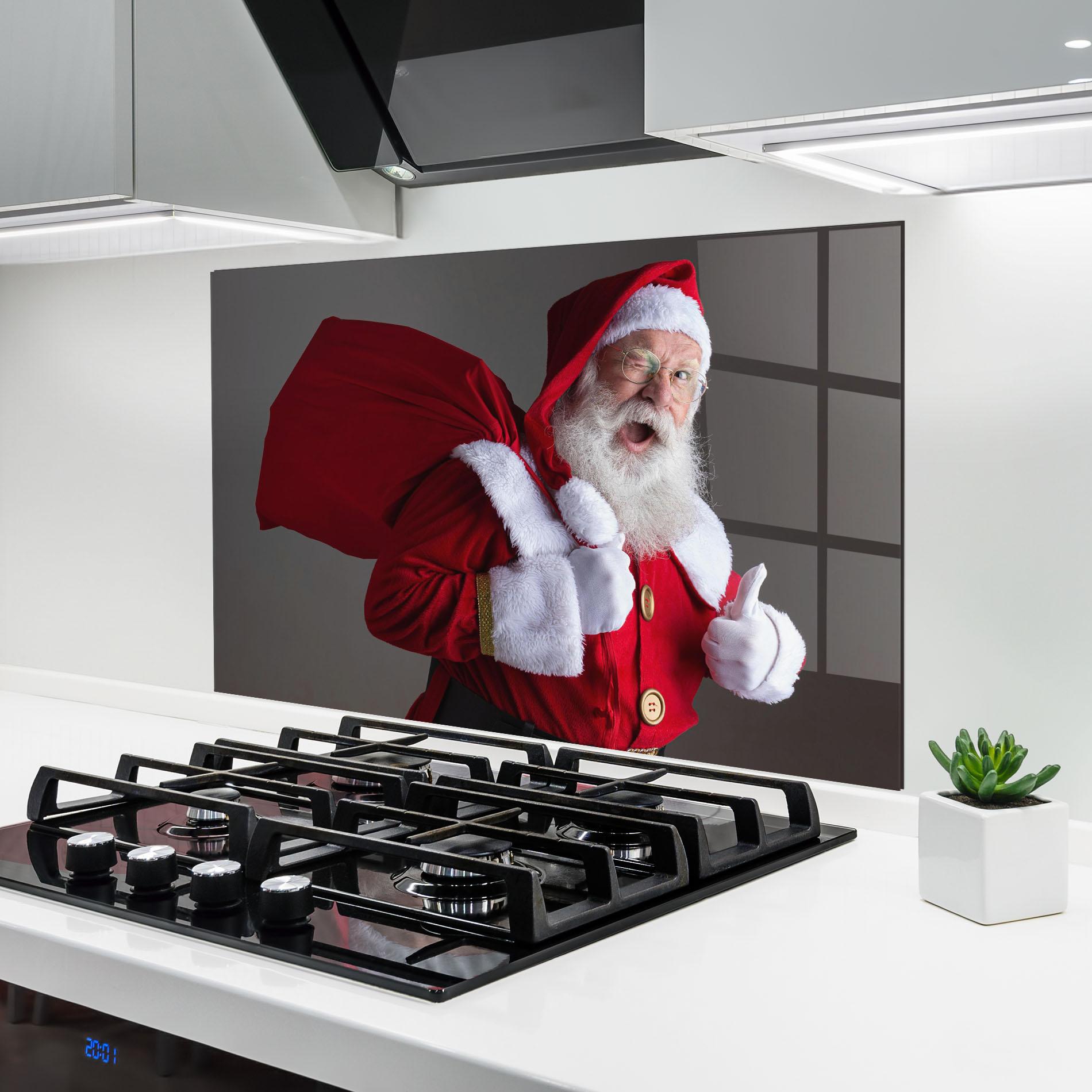 Panou Sticla Bucatarie Santa Smiling mockup 6