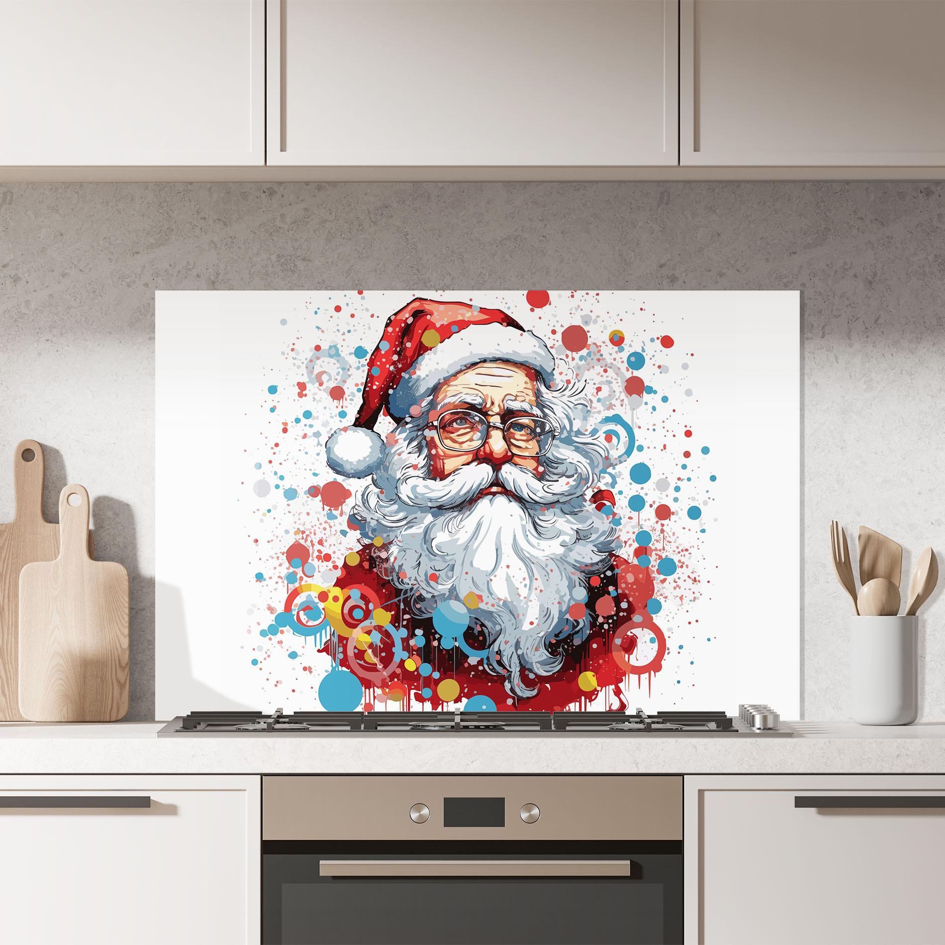 Panou Sticla Bucatarie Artistic Santa mockup 7