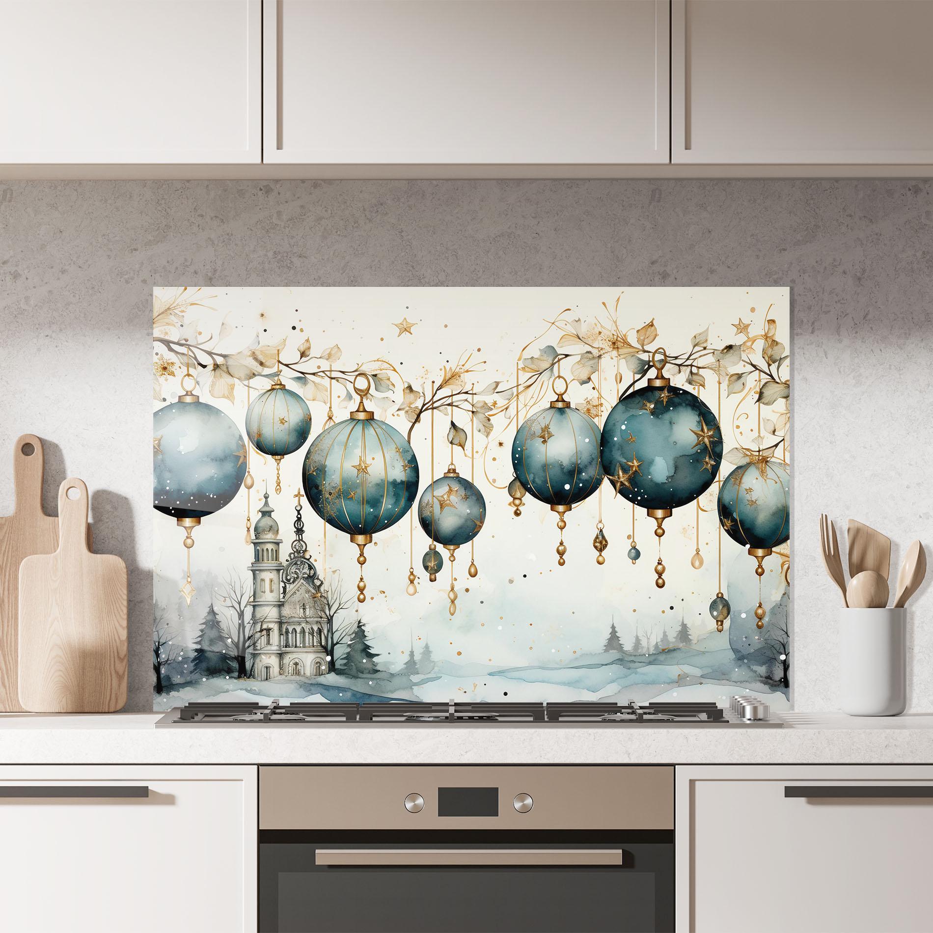 Panou Sticla Bucatarie Christmas Paper Art mockup 7