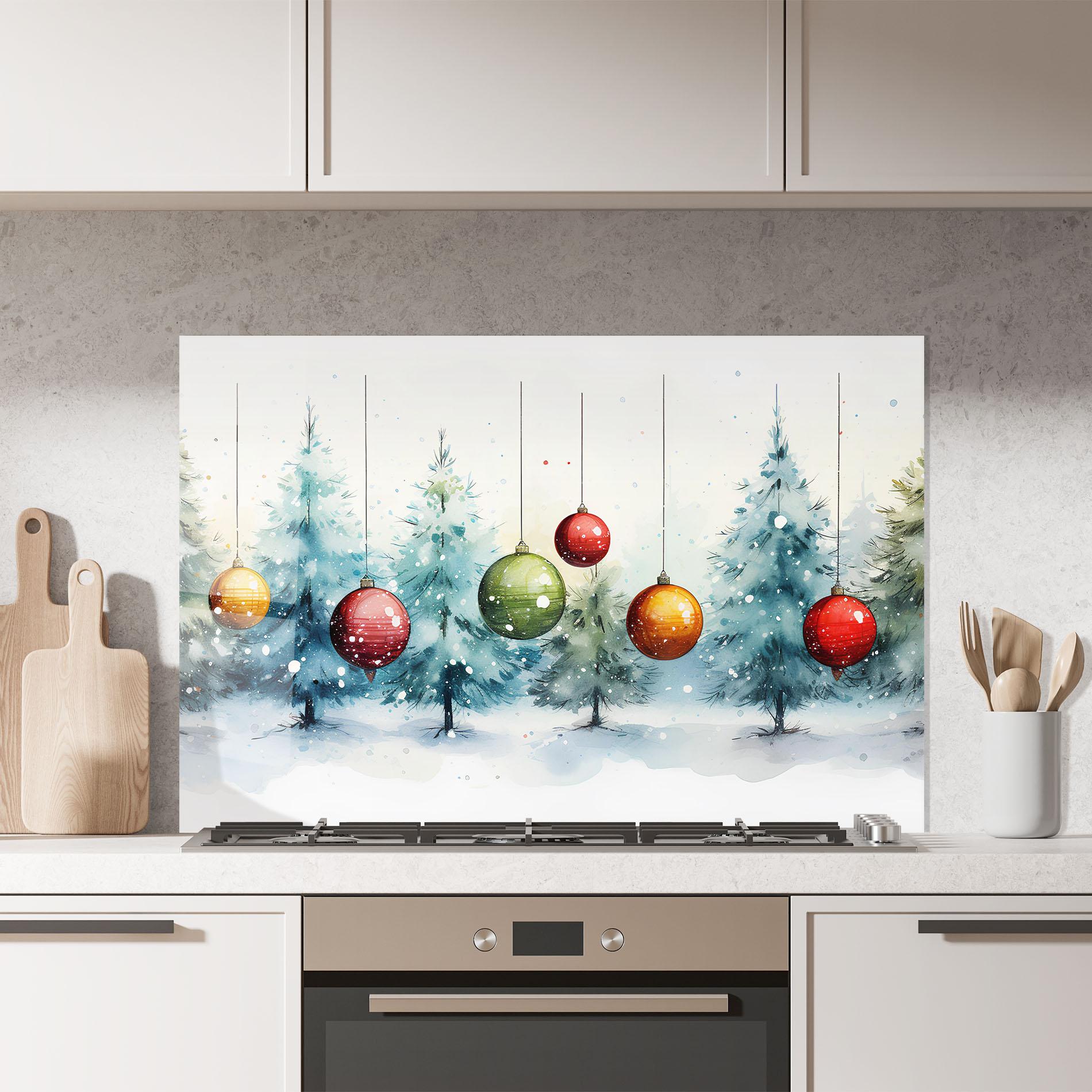 Panou Sticla Bucatarie Christmas Tree Painting mockup 7
