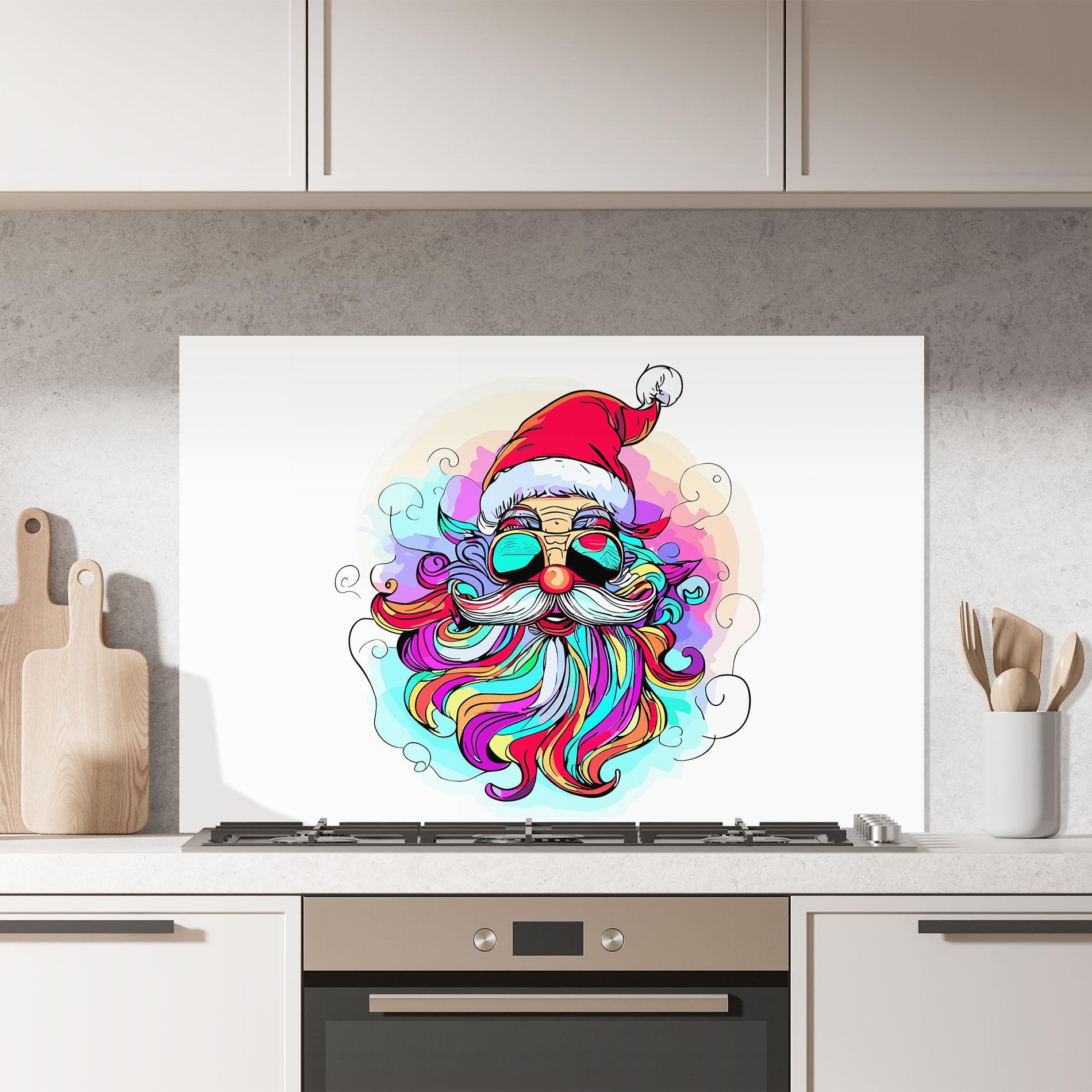 Panou Sticla Bucatarie Colorful Santa mockup 7