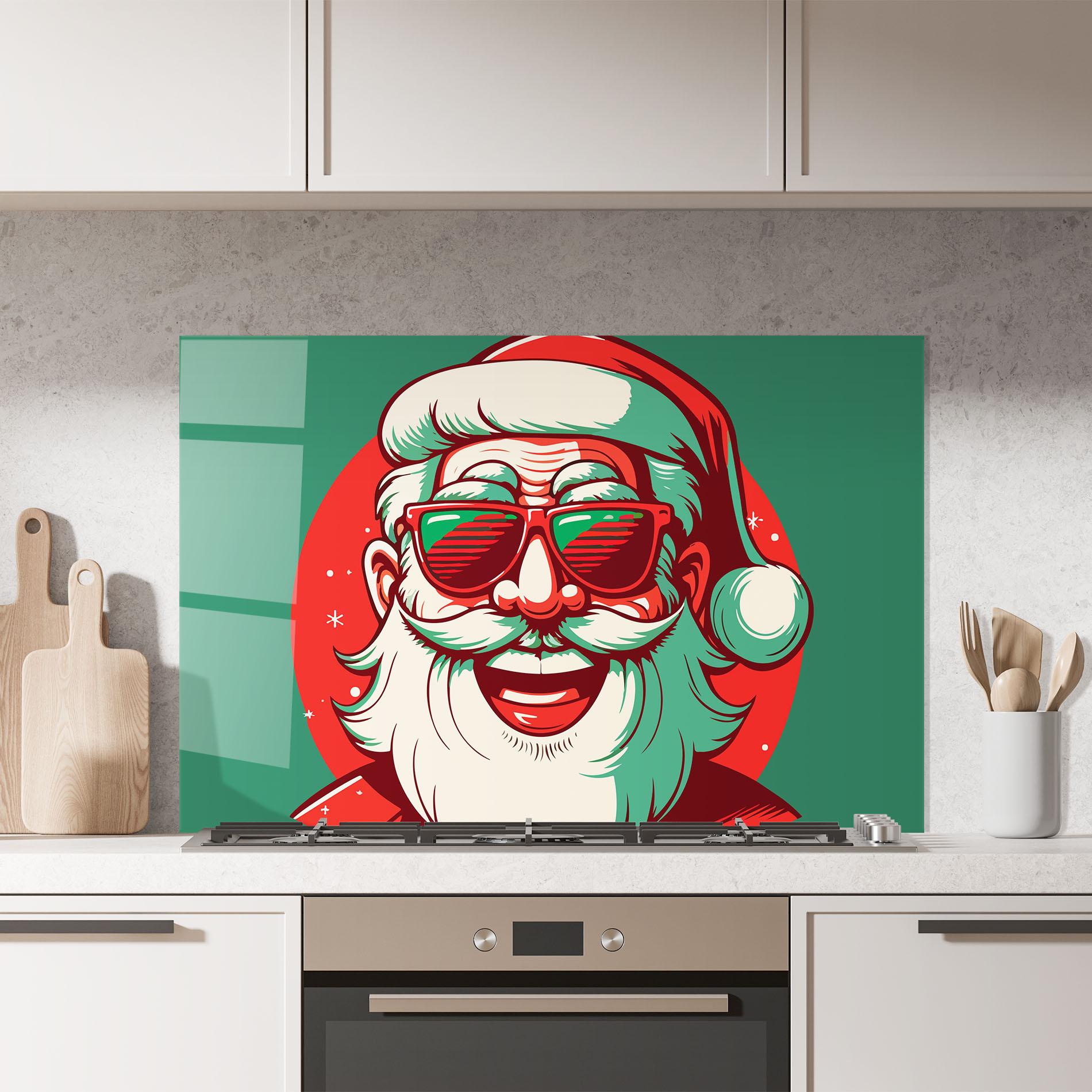 Panou Sticla Bucatarie Crazy Smile Santa mockup 7