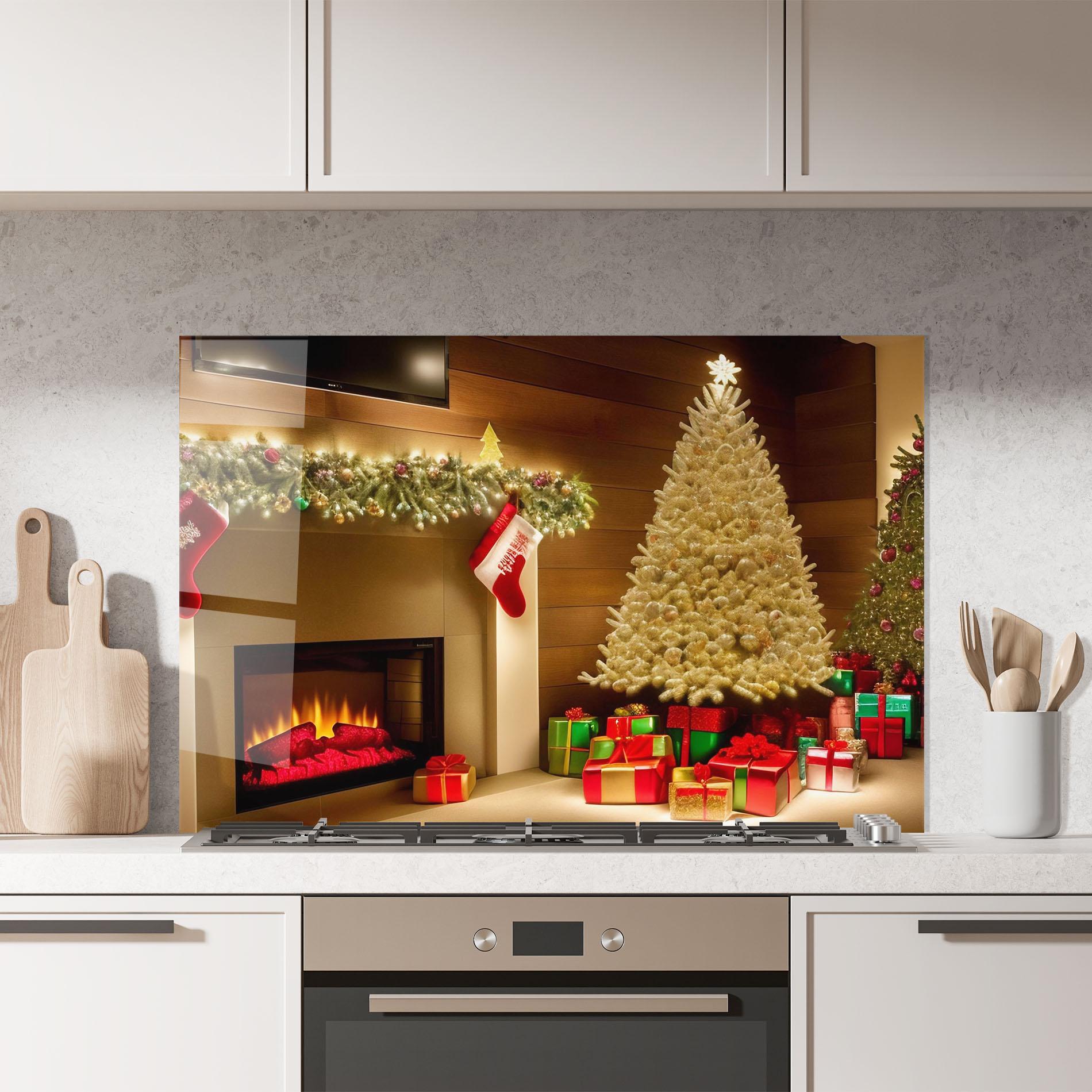 Panou Sticla Bucatarie Decorated Christmas Tree mockup 7