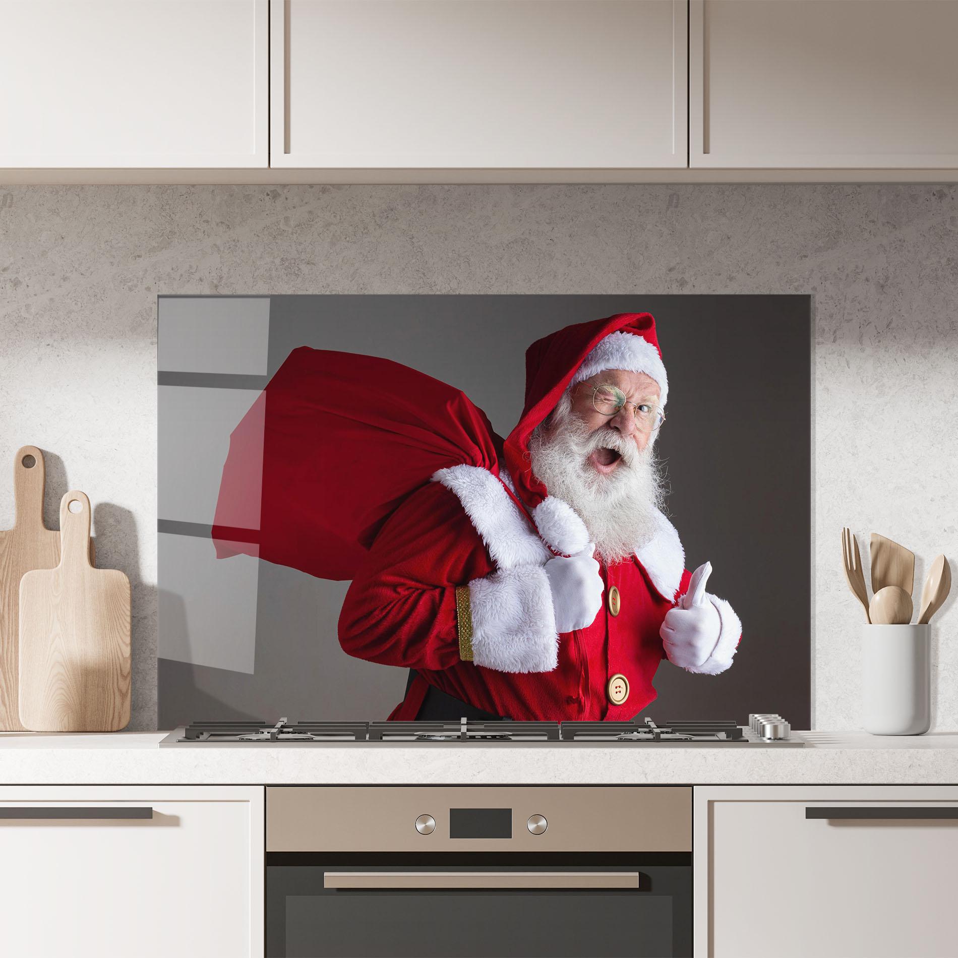 Panou Sticla Bucatarie Santa Smiling mockup 7