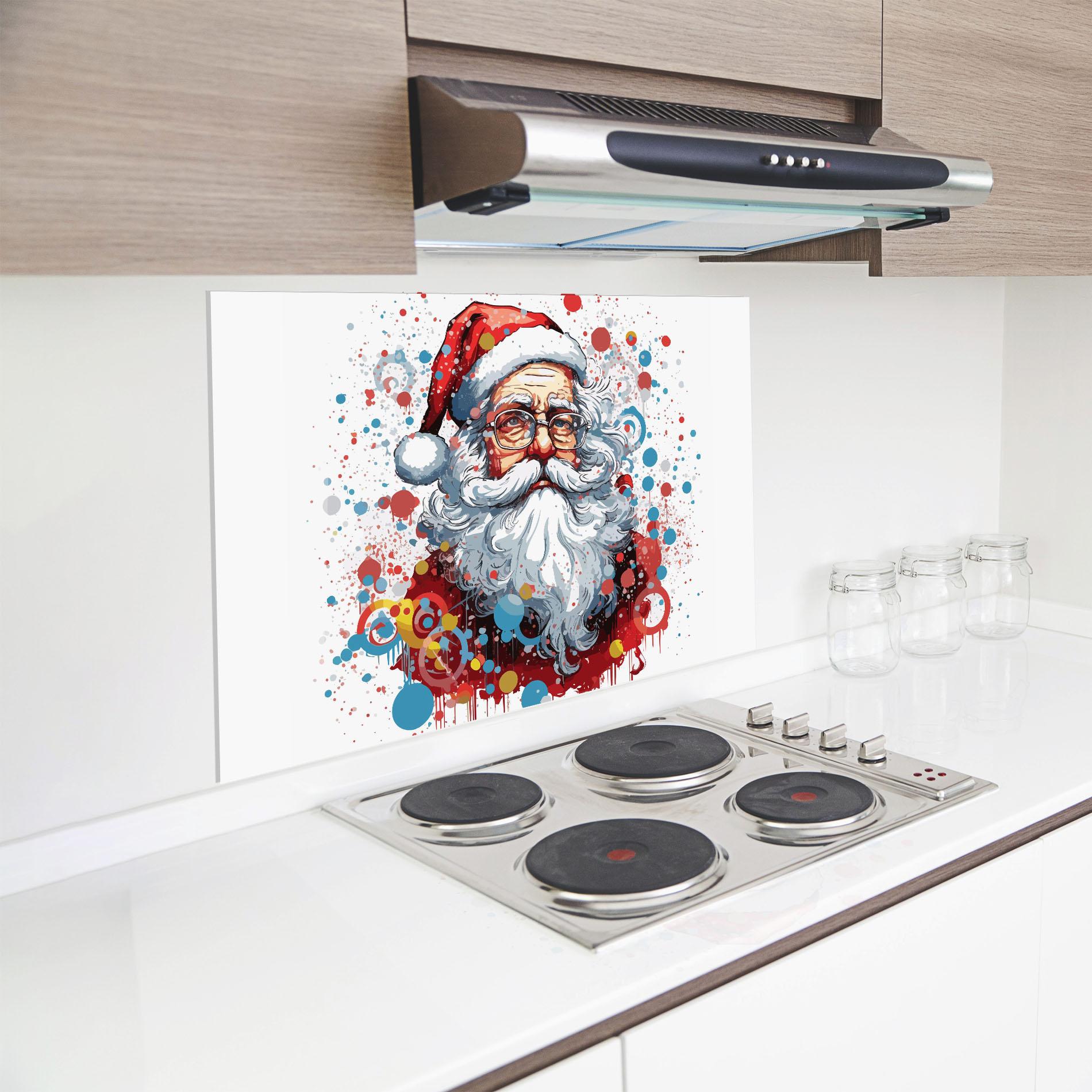 Panou Sticla Bucatarie Artistic Santa mockup 8