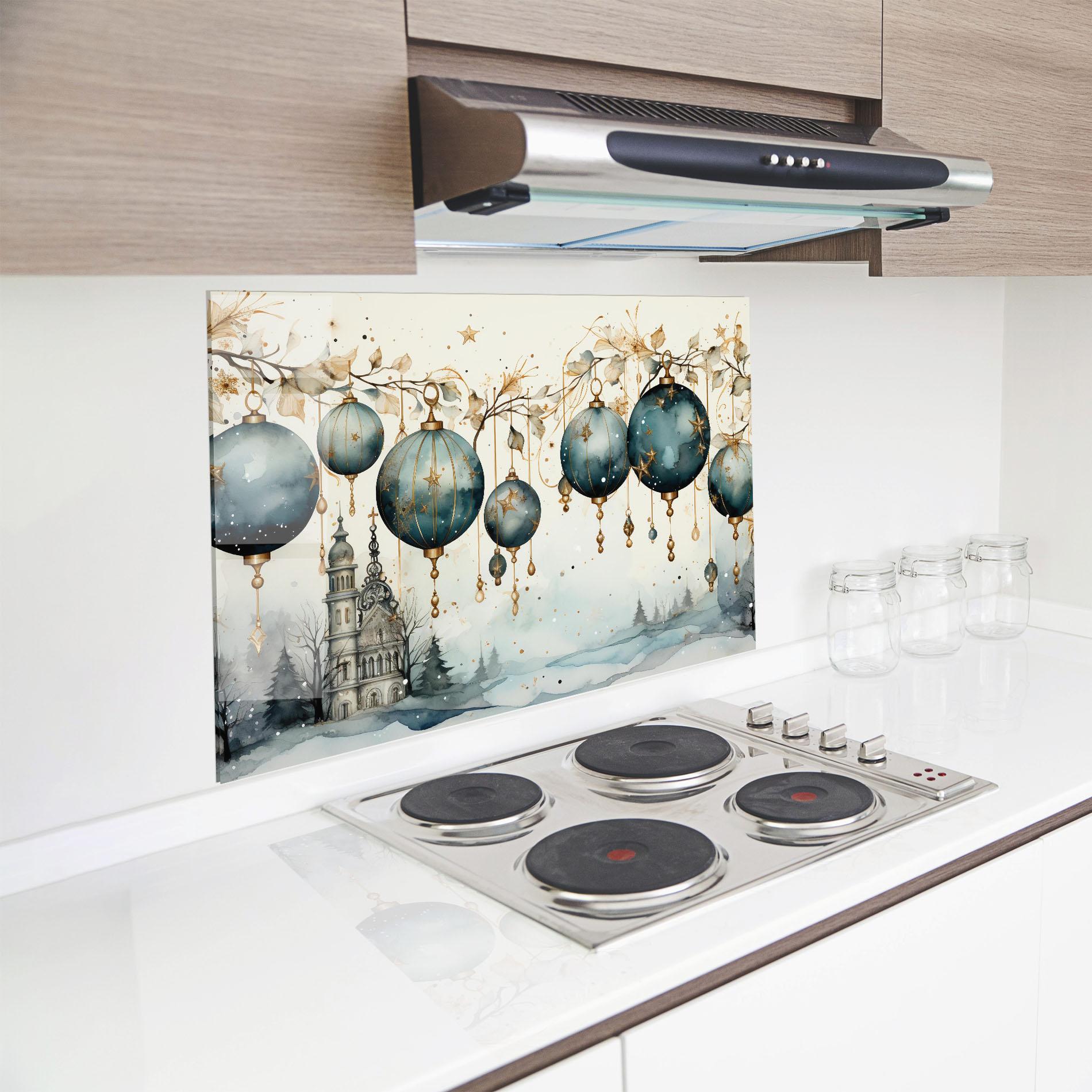 Panou Sticla Bucatarie Christmas Paper Art mockup 8