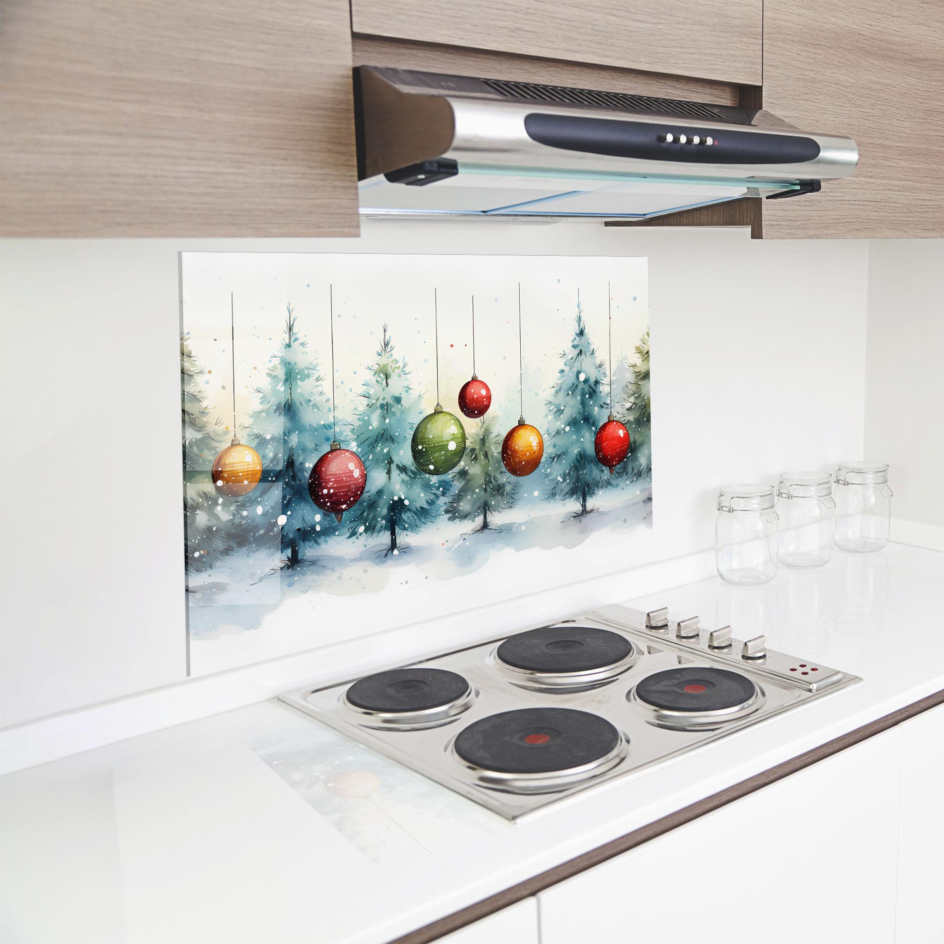 Panou Sticla Bucatarie Christmas Tree Painting mockup 8