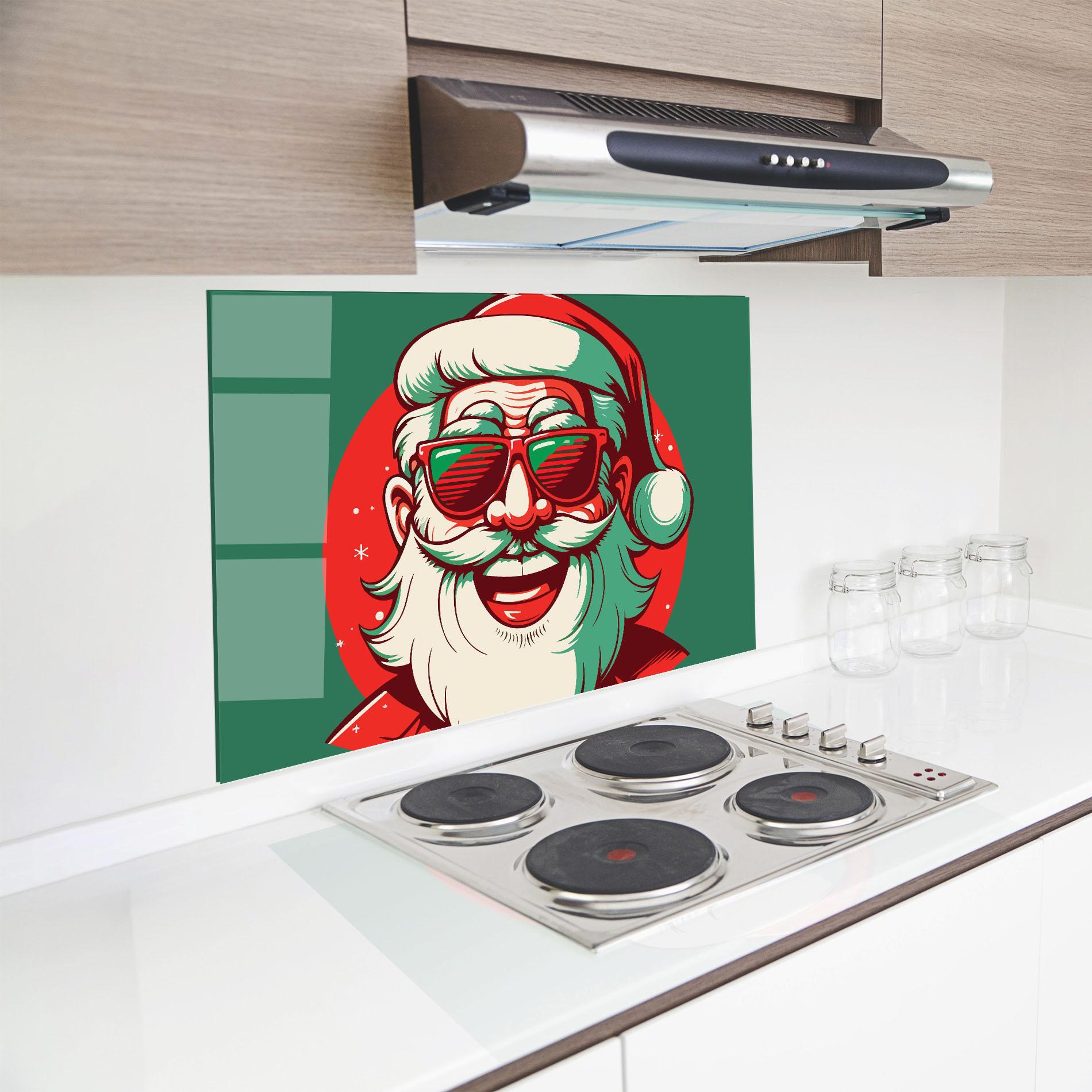 Panou Sticla Bucatarie Crazy Smile Santa mockup 8