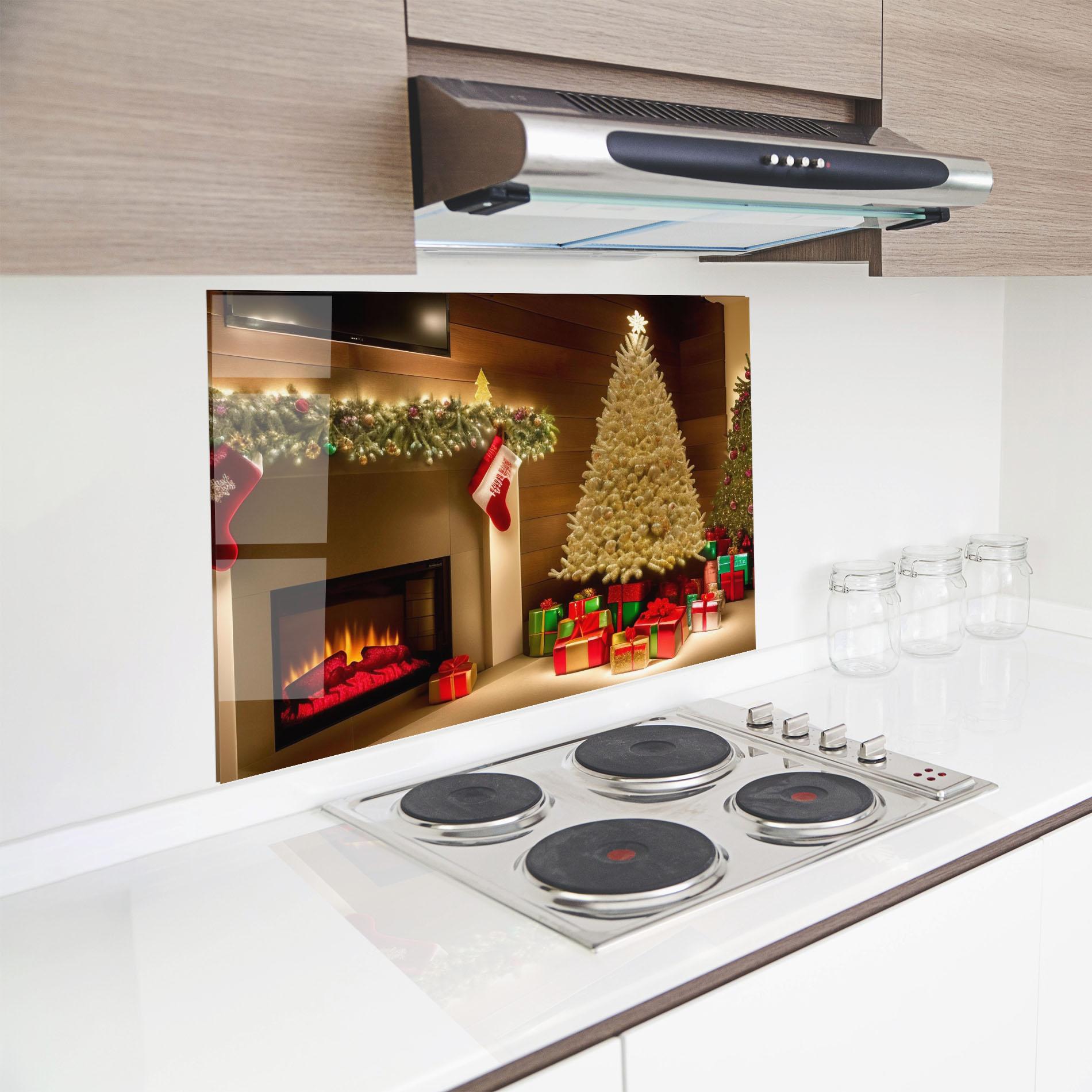 Panou Sticla Bucatarie Decorated Christmas Tree mockup 8