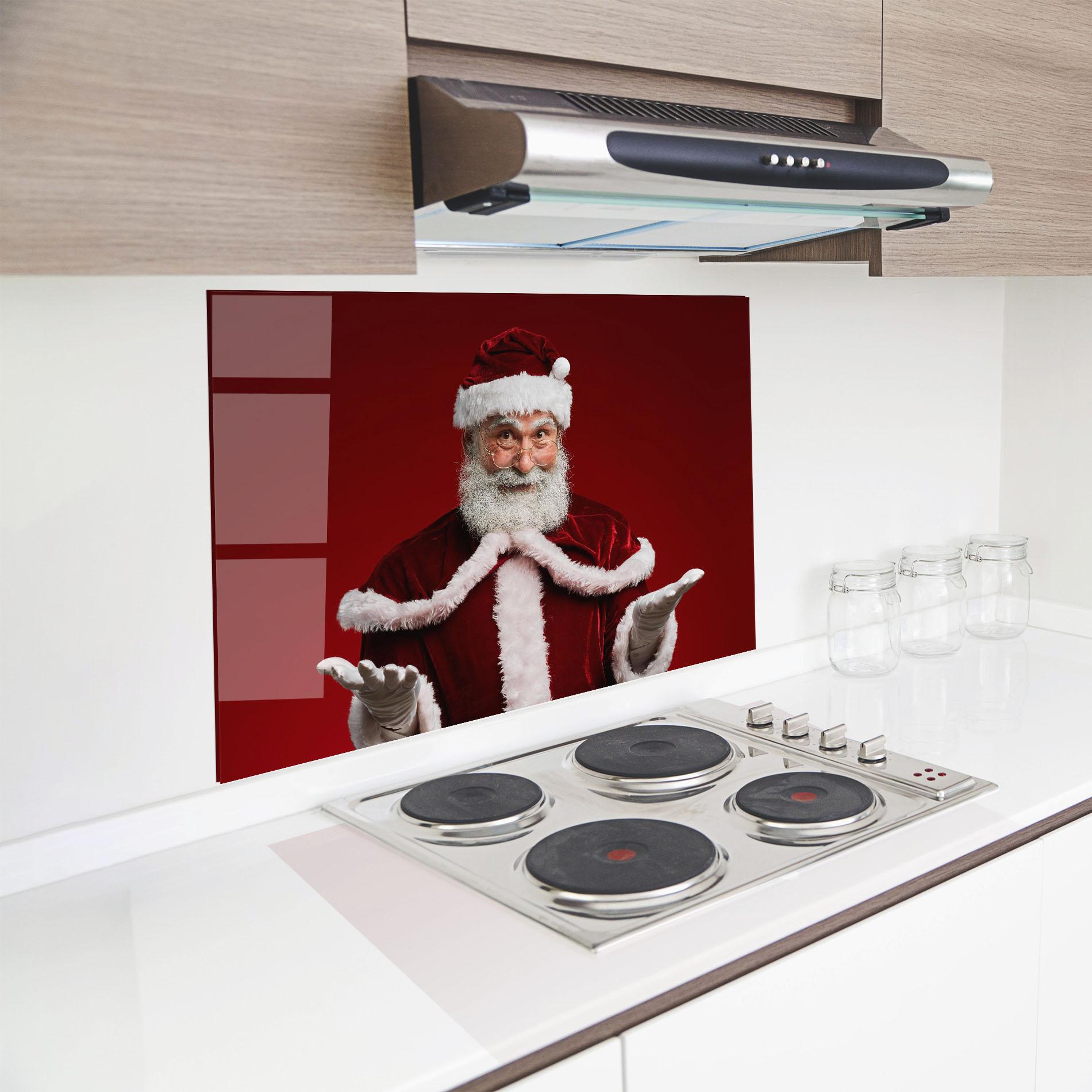 Panou Sticla Bucatarie Santa Welcoming You mockup 8