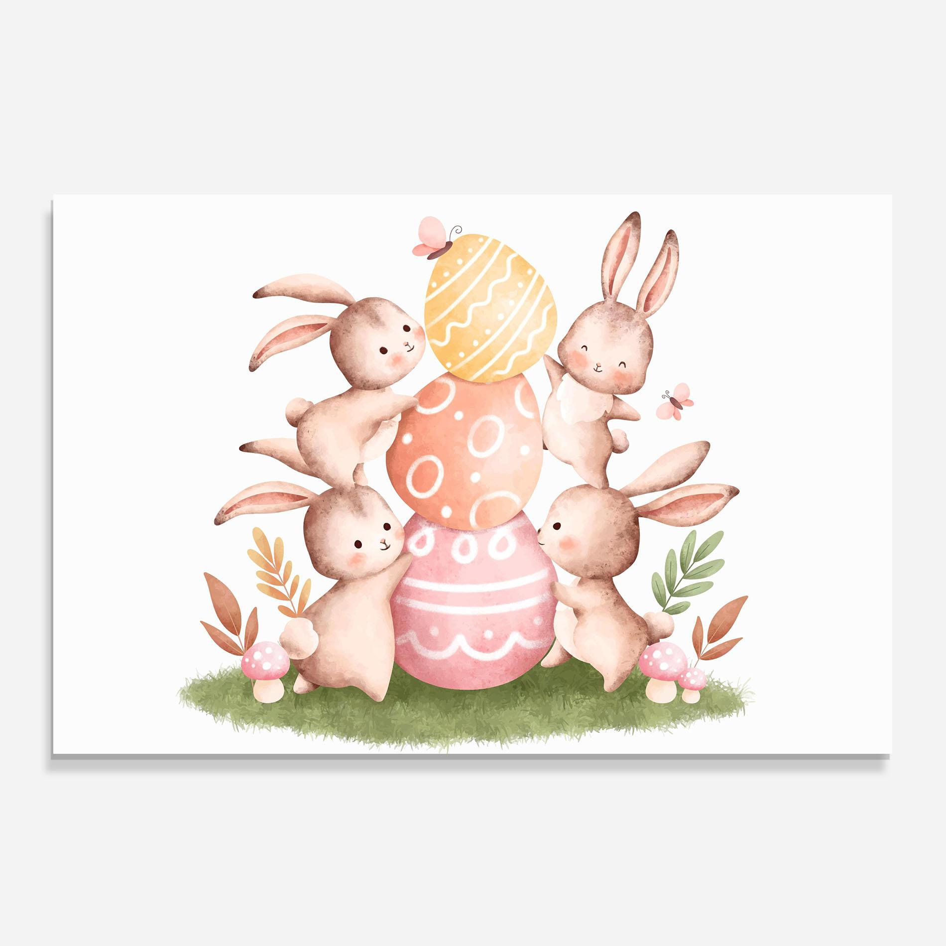 Panou Sticla Bucatarie Bunny Playing mockup 0