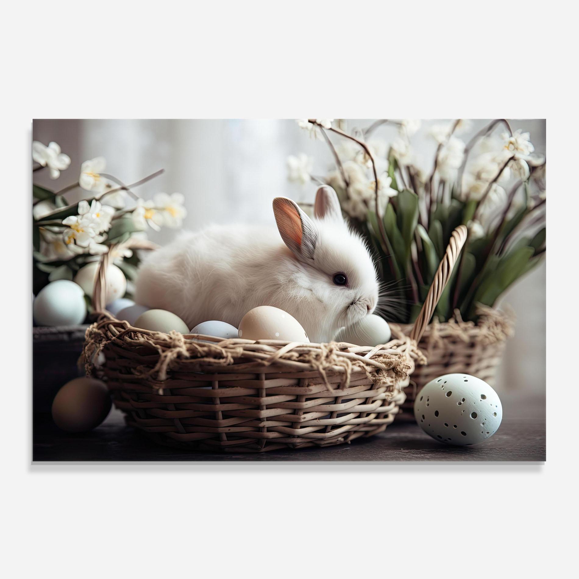 Panou Sticla Bucatarie Cute White Easter Eggs mockup 0