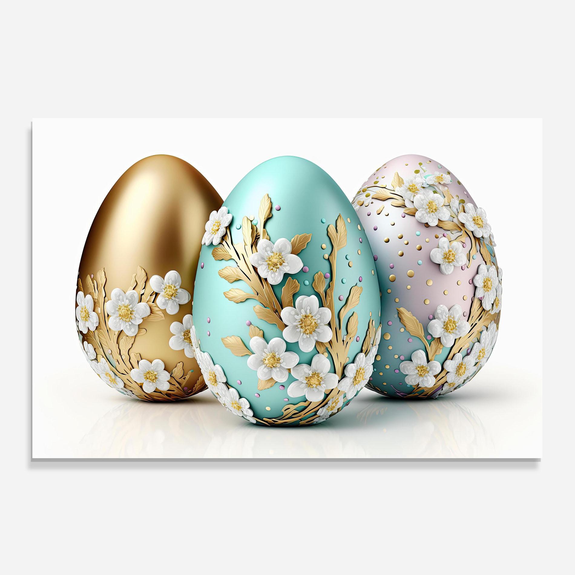 Panou Sticla Bucatarie Gold Blue Easter Eggs mockup 0