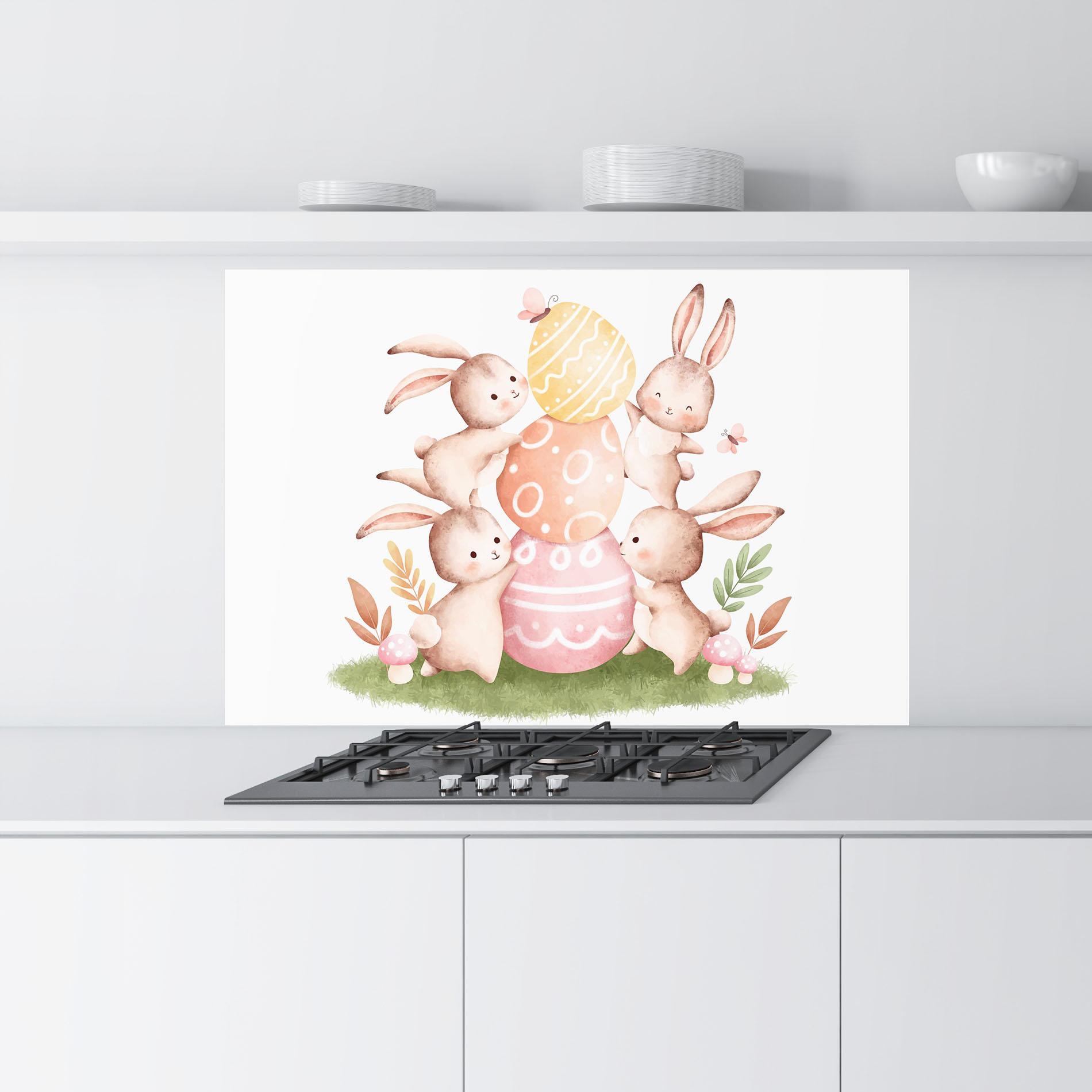 Panou Sticla Bucatarie Bunny Playing mockup 9