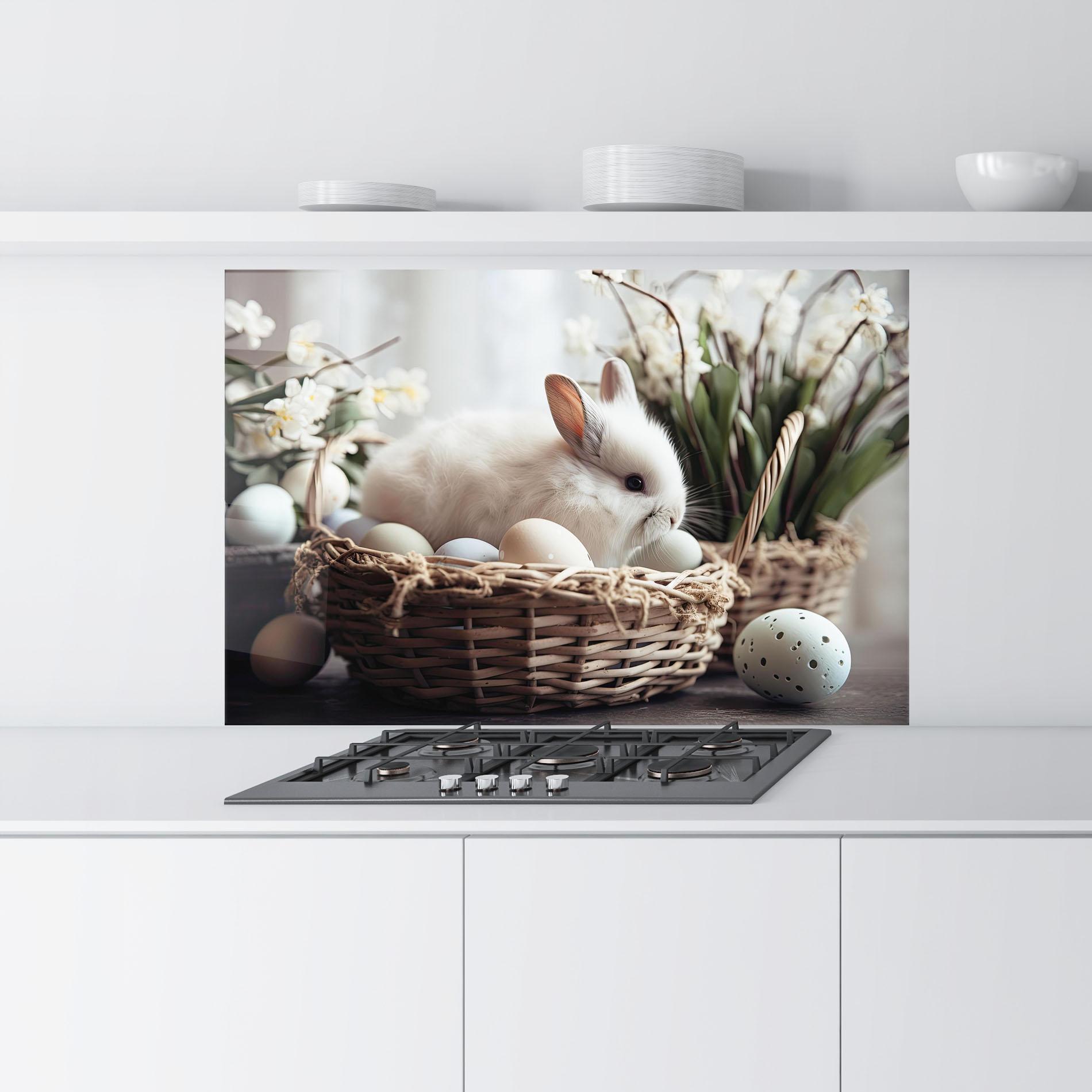 Panou Sticla Bucatarie Cute White Easter Eggs mockup 9