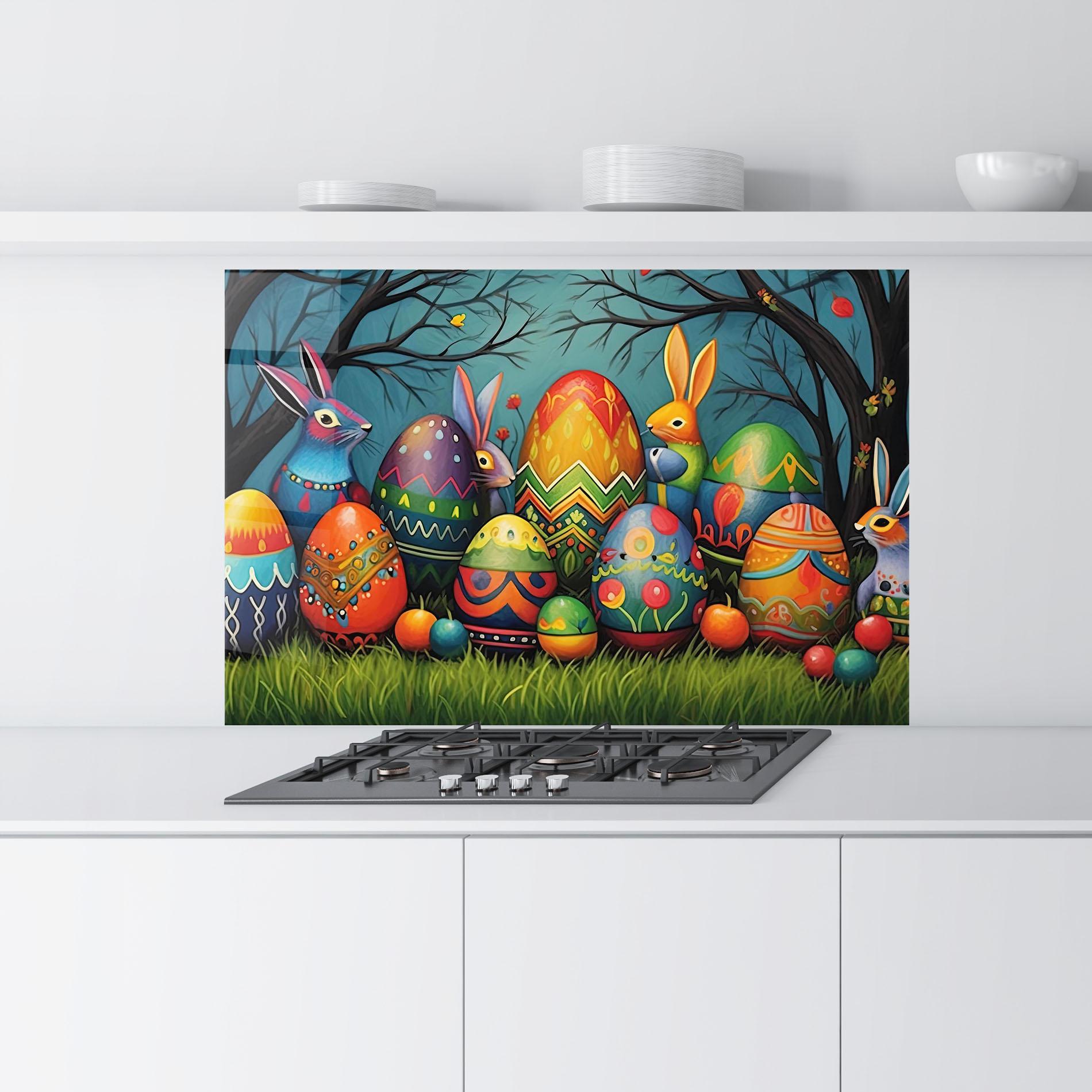 Panou Sticla Bucatarie Easter Eggs mockup 9