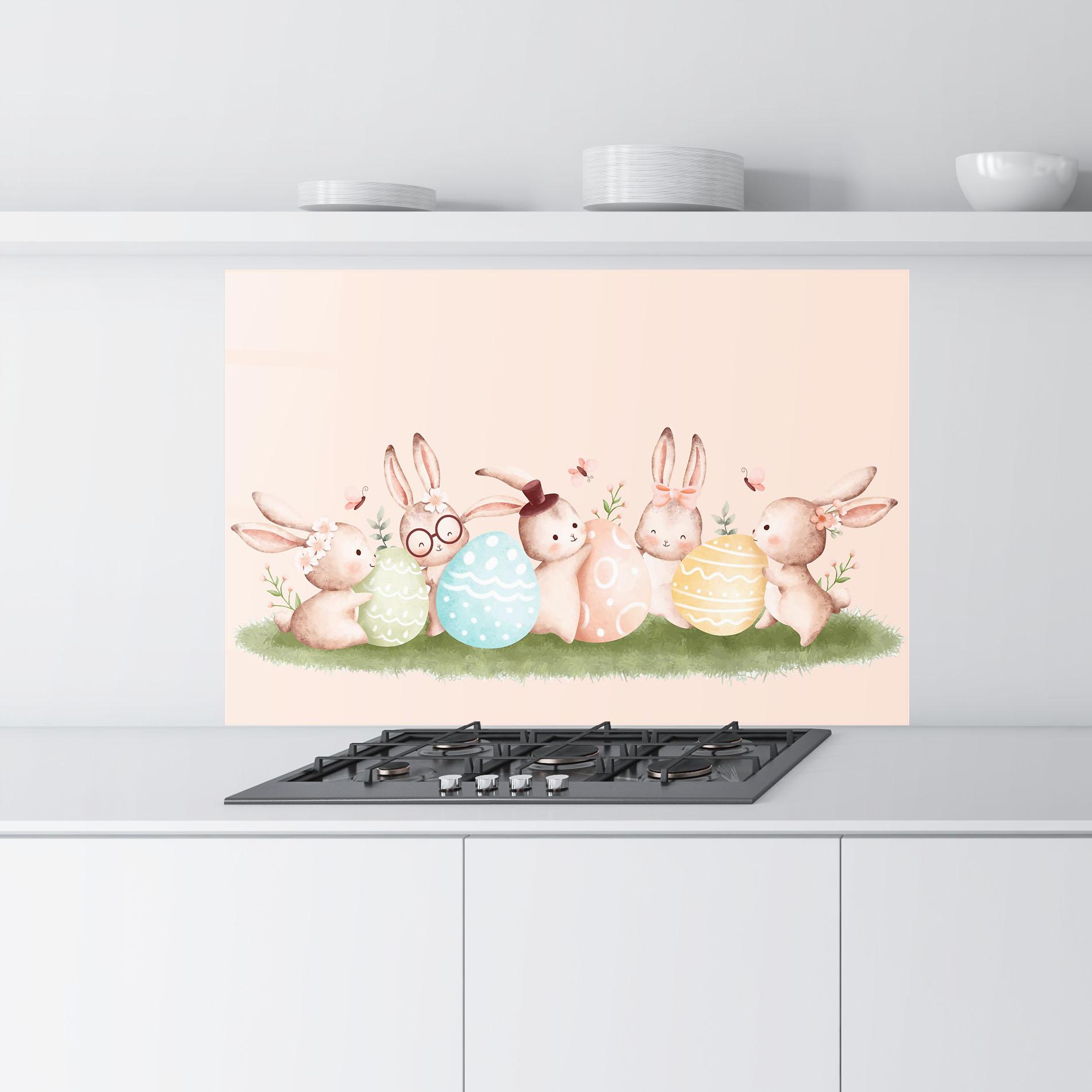 Panou Sticla Bucatarie Easter Pretty Rabbit mockup 9