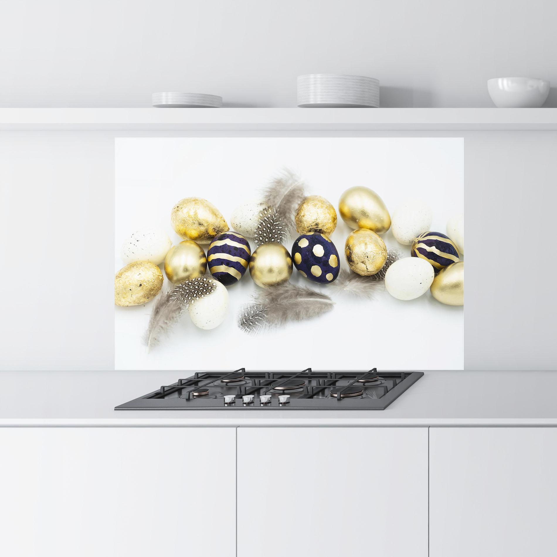 Panou Sticla Bucatarie Golden Black Eggs mockup 9