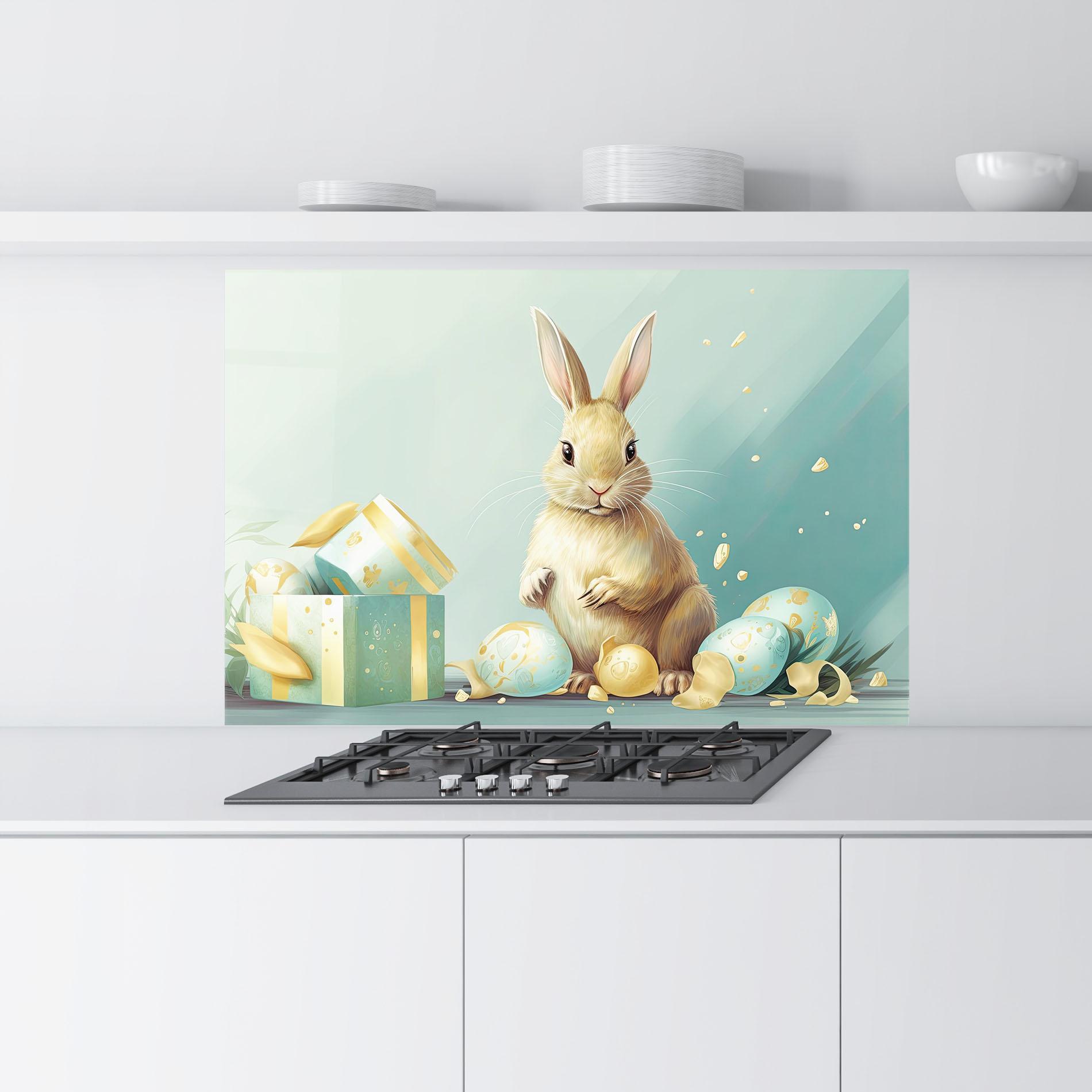 Panou Sticla Bucatarie Pretty Cute Easter Bunny mockup 9