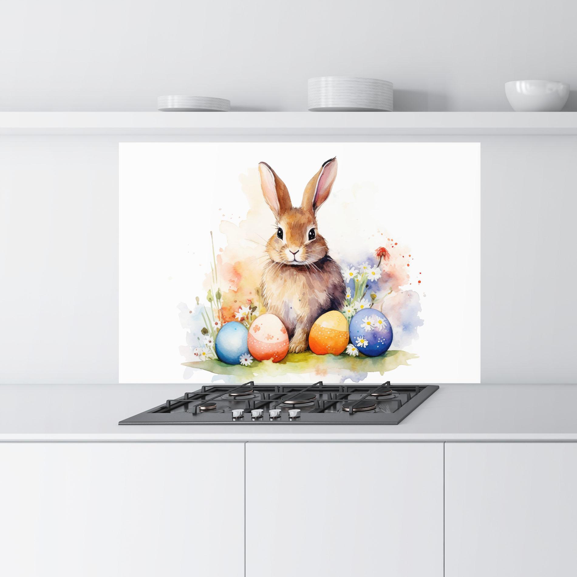 Panou Sticla Bucatarie Rabbit Easter Art mockup 9
