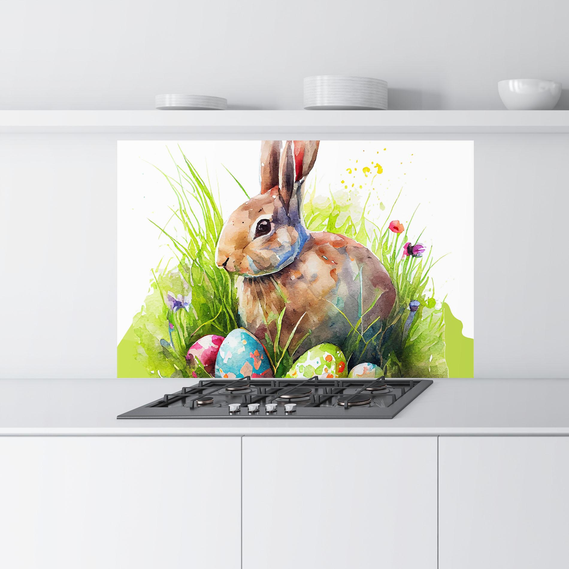 Panou Sticla Bucatarie Rabbit With Eggs mockup 9