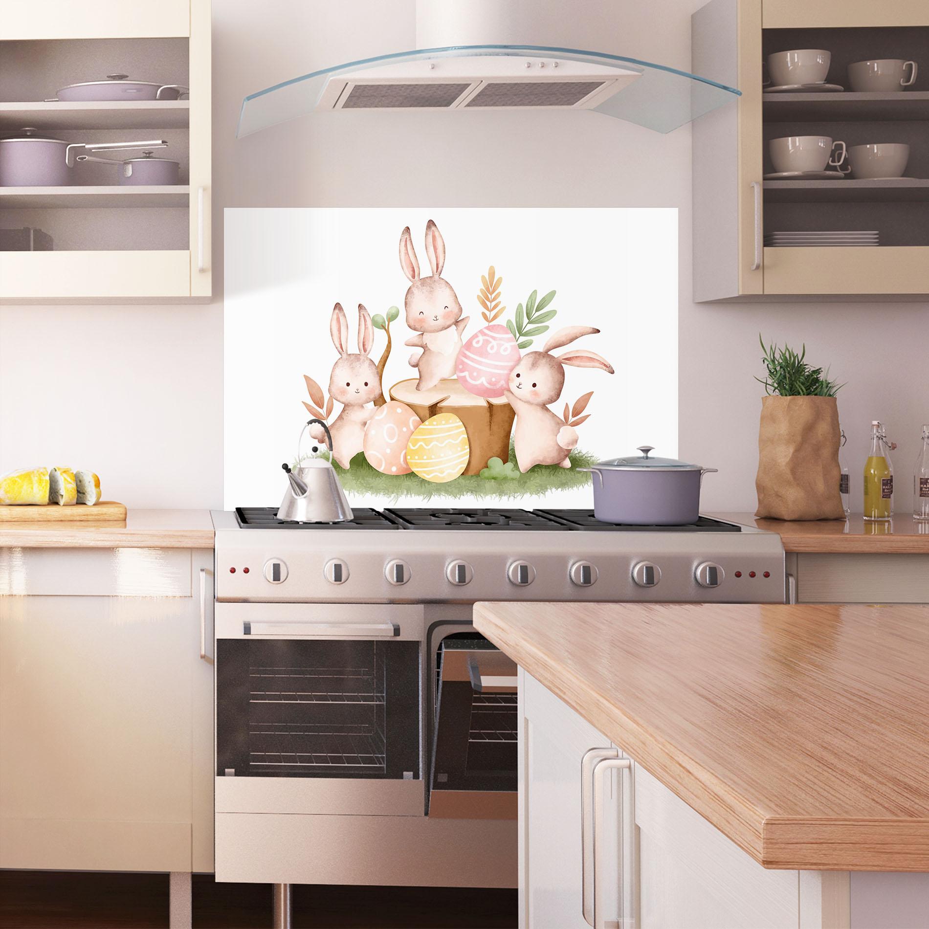 Panou Sticla Bucatarie Bunny Friends mockup 1