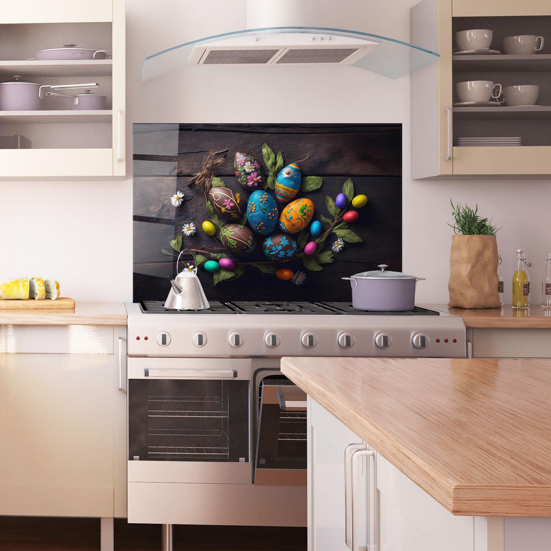 Panou Sticla Bucatarie Colorful Easter Decarations mockup 1