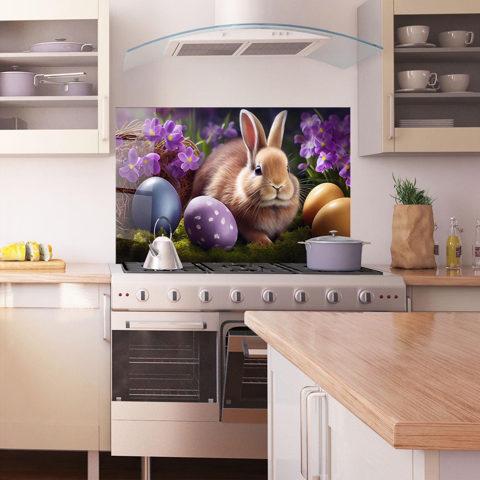 Panou Sticla Bucatarie Cute Easter Rabbit mockup 1