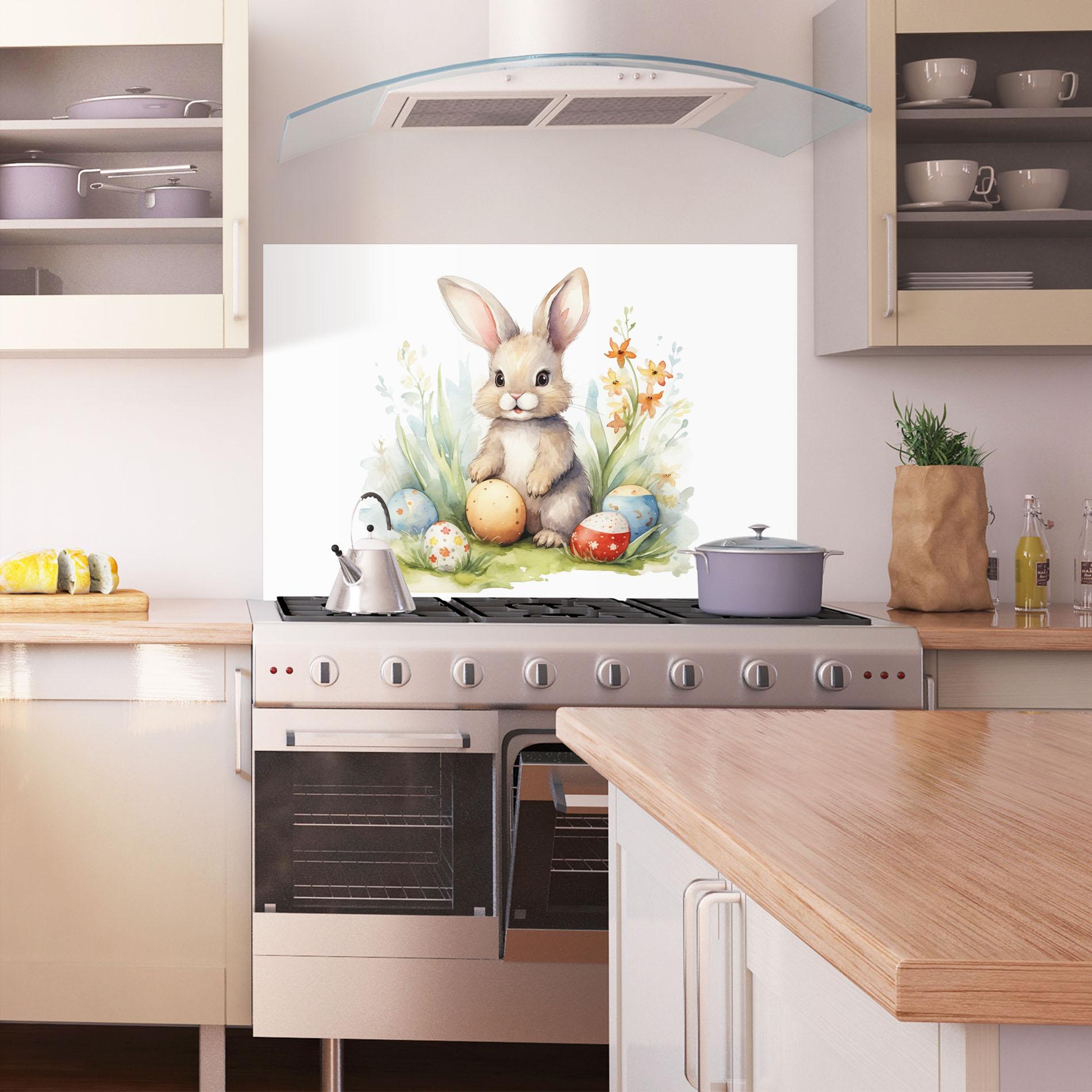 Panou Sticla Bucatarie Cute Happy Bunny mockup 1