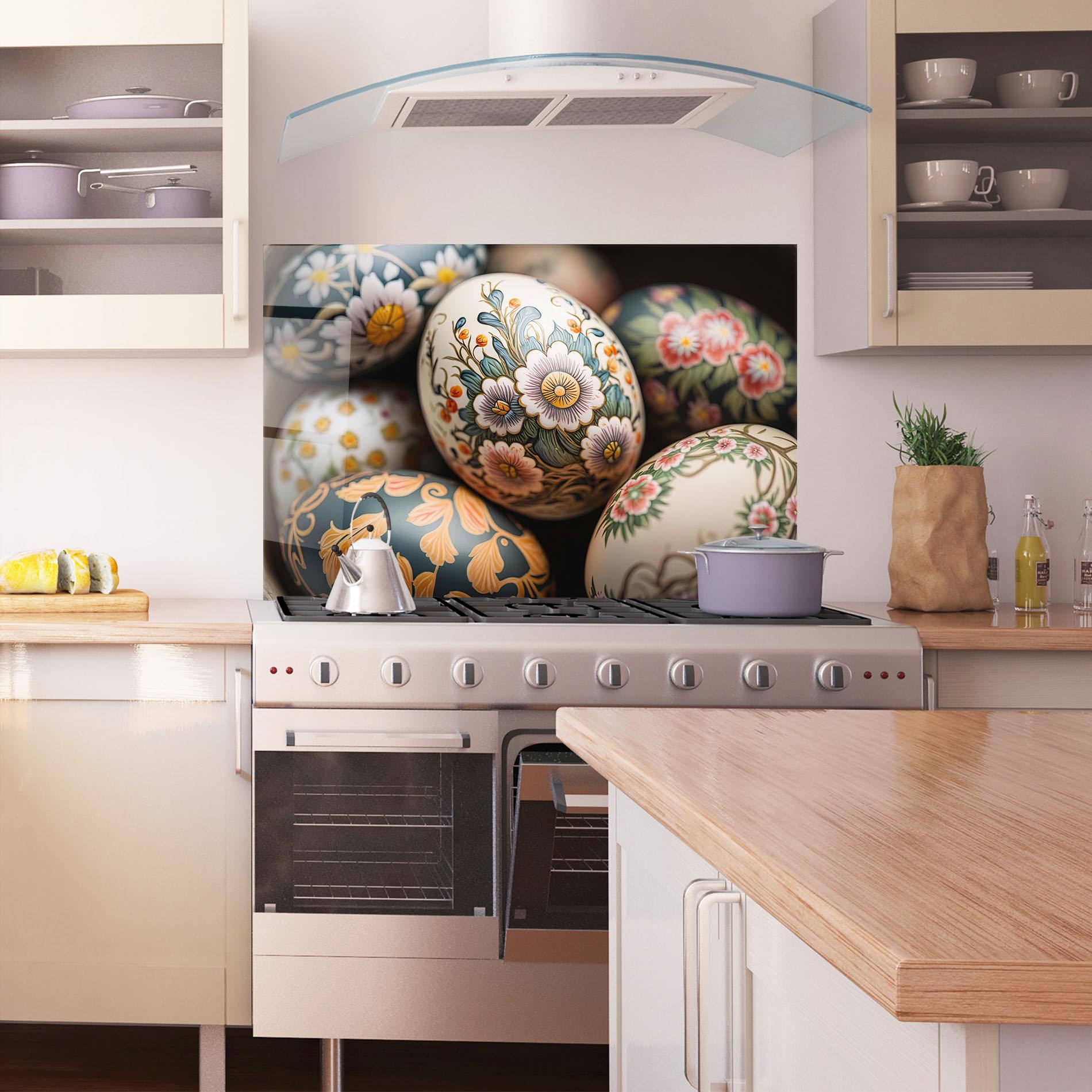 Panou Sticla Bucatarie Floral Painted Eggs mockup 1