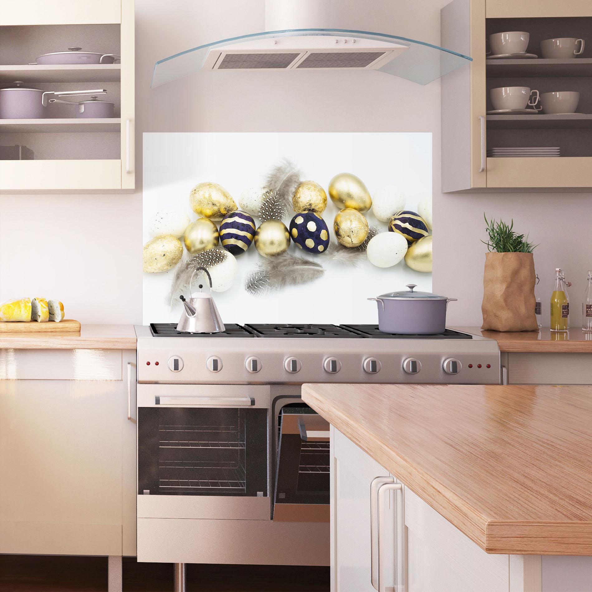 Panou Sticla Bucatarie Golden Black Eggs mockup 1