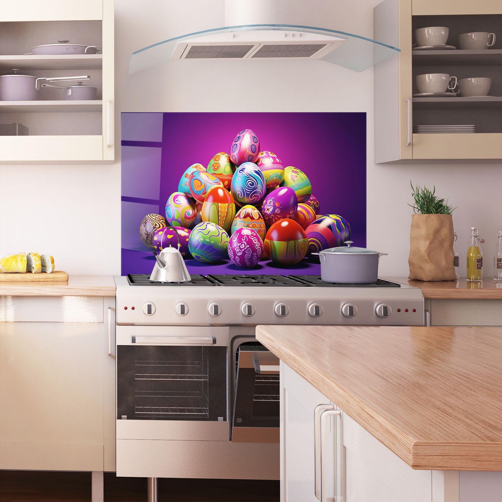 Panou Sticla Bucatarie Pile Colorful Eggs mockup 1