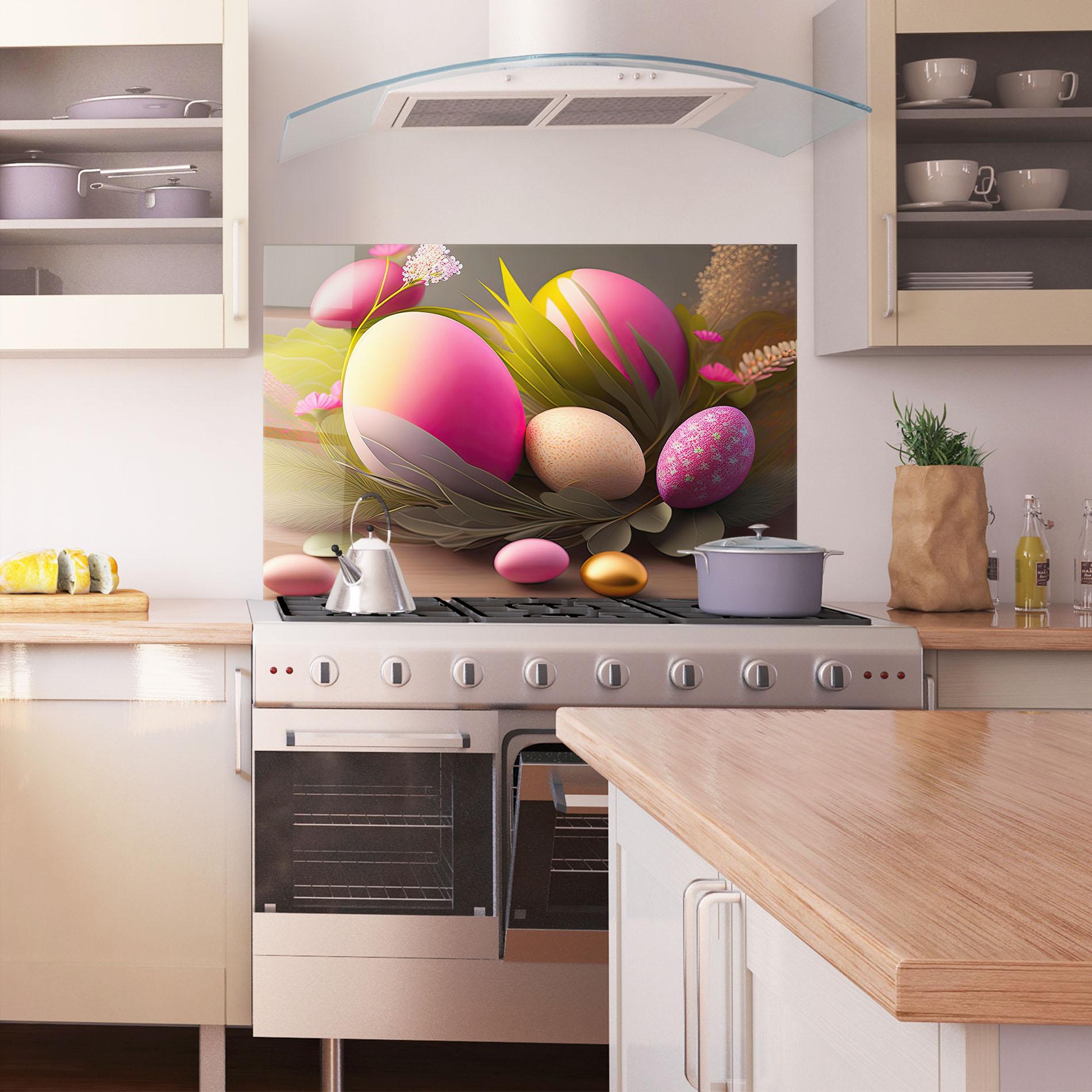 Panou Sticla Bucatarie Pink Easter Eggs mockup 1