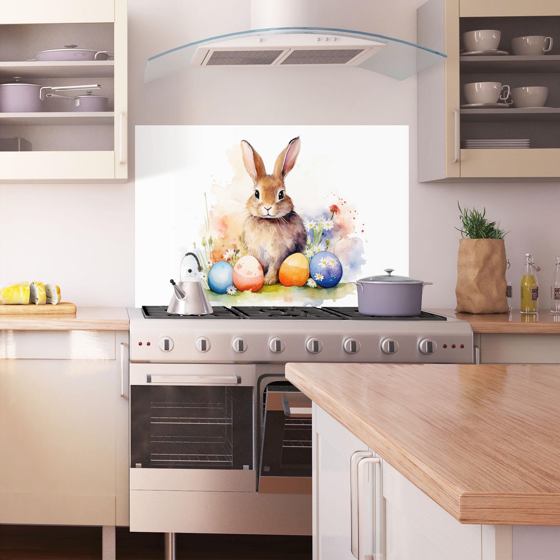 Panou Sticla Bucatarie Rabbit Easter Art mockup 1