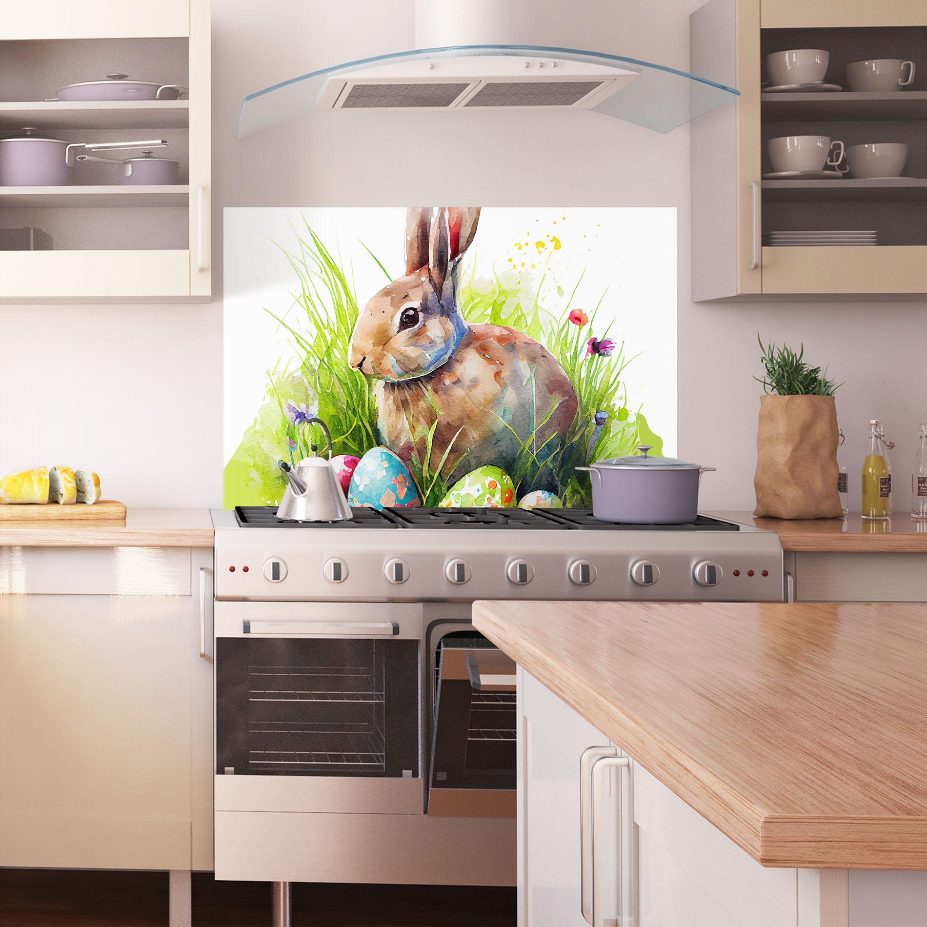 Panou Sticla Bucatarie Rabbit With Eggs mockup 1