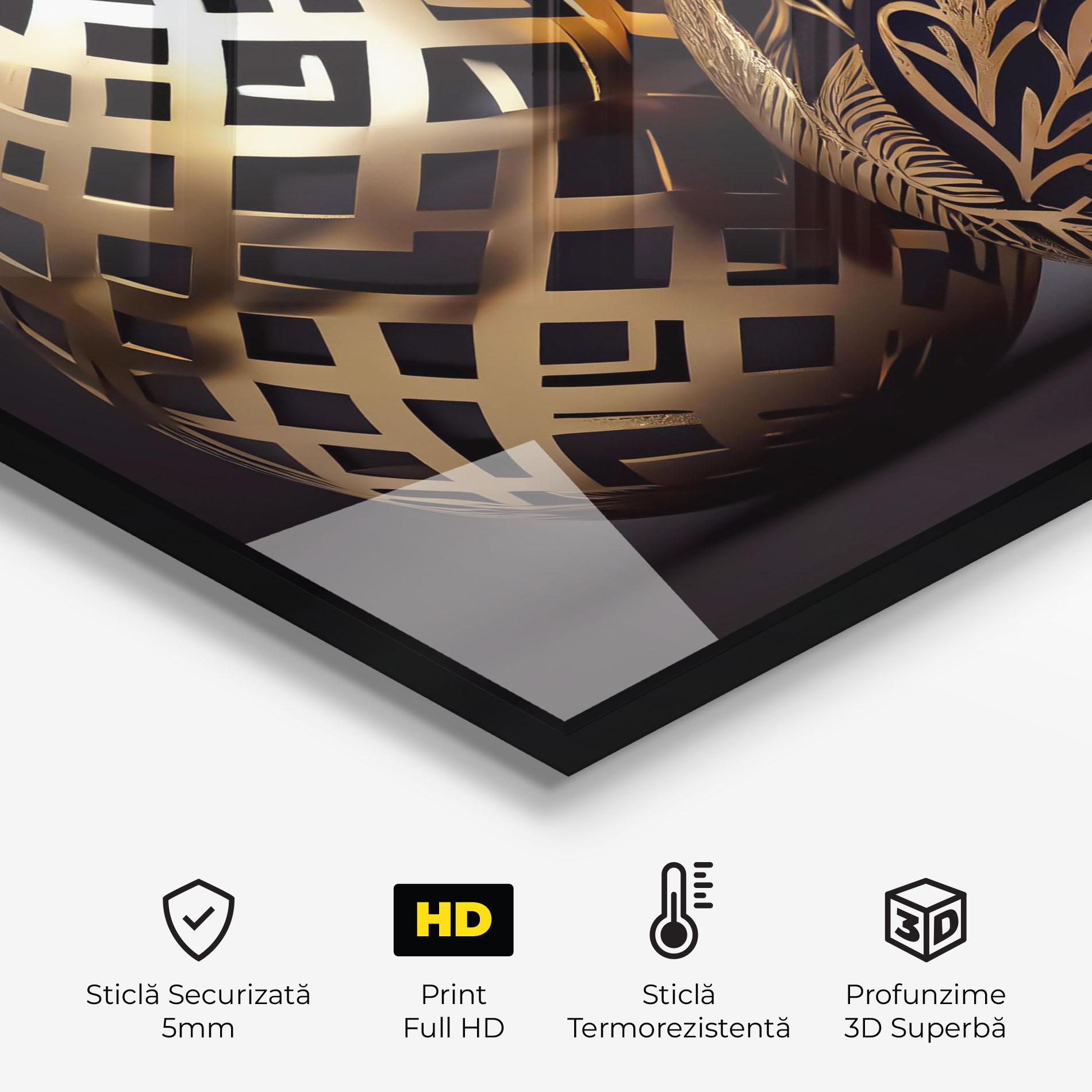 Panou Sticla Bucatarie Black Golden Eggs mockup 2