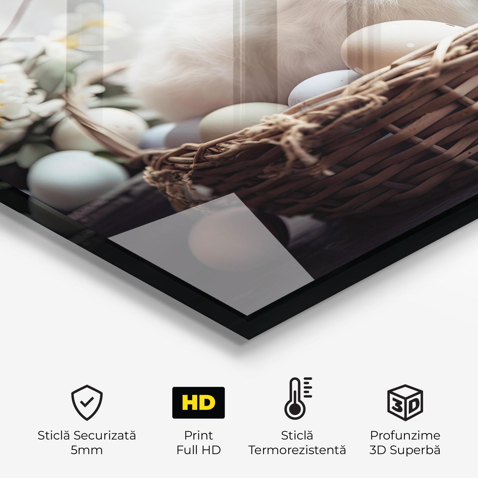 Panou Sticla Bucatarie Cute White Easter Eggs mockup 2