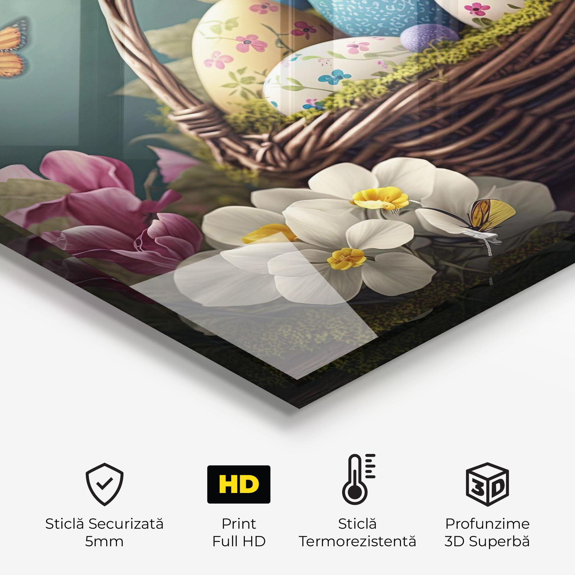Panou Sticla Bucatarie Easter Eggs Butterfly mockup 2