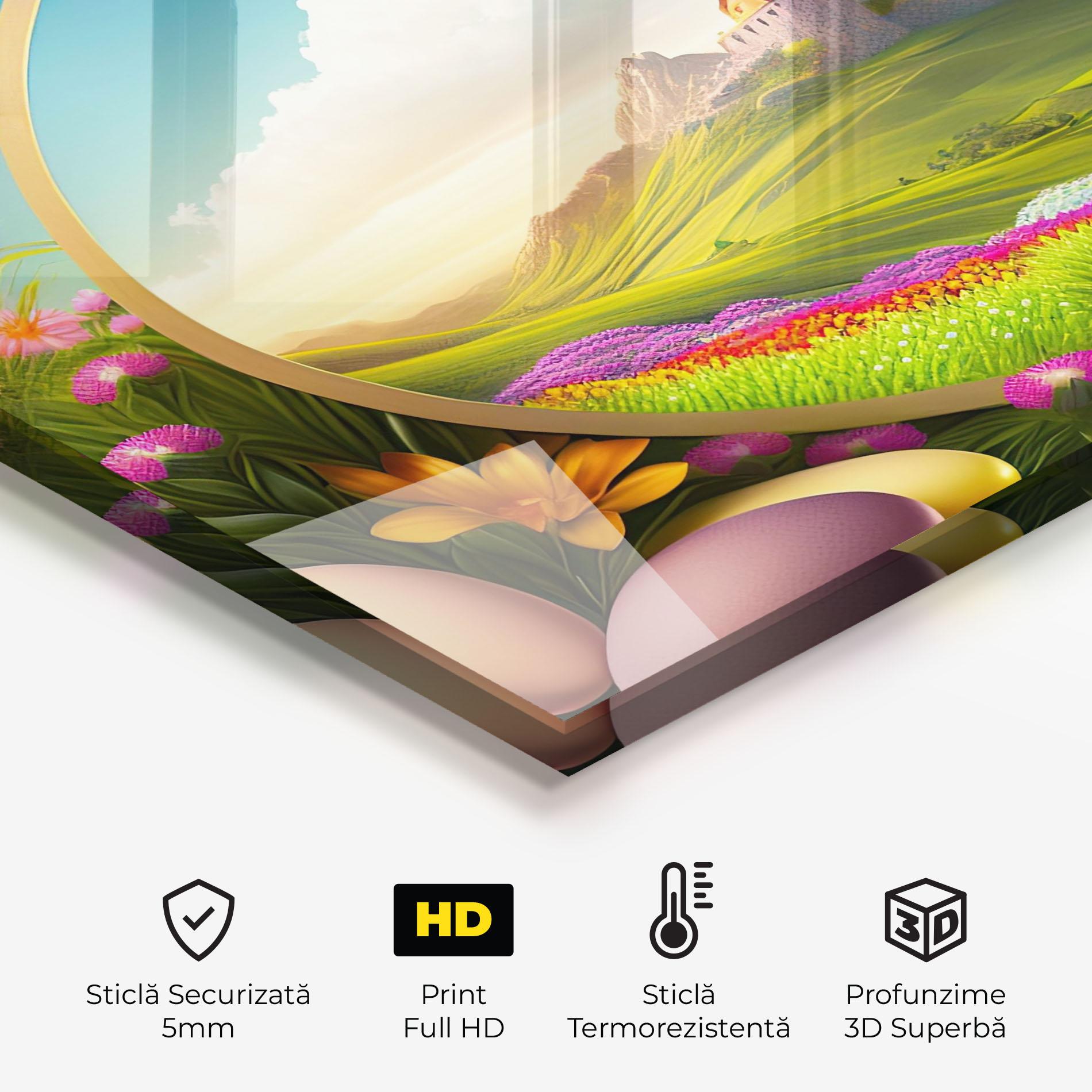 Panou Sticla Bucatarie Easter Eggs Castle mockup 2