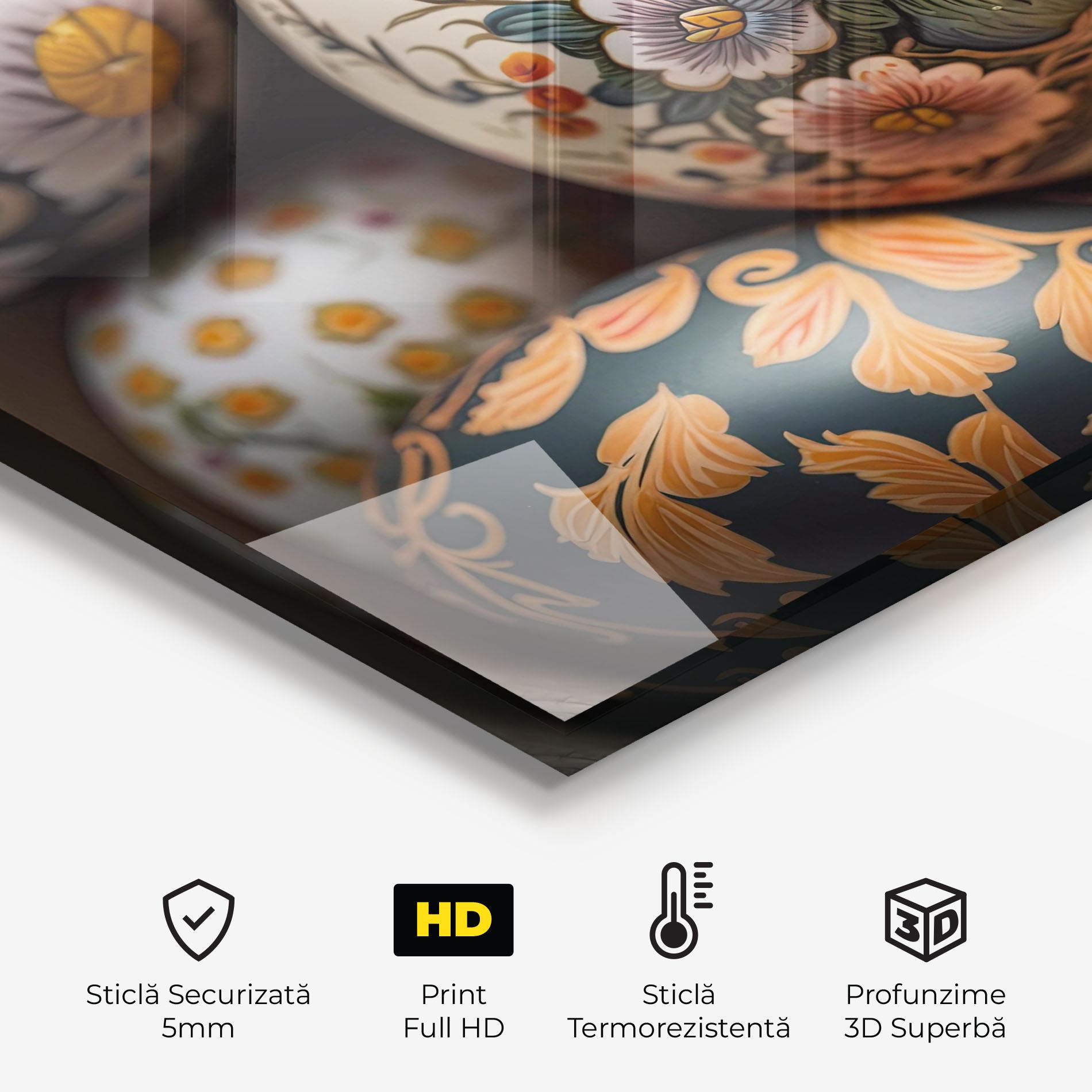 Panou Sticla Bucatarie Floral Painted Eggs mockup 2