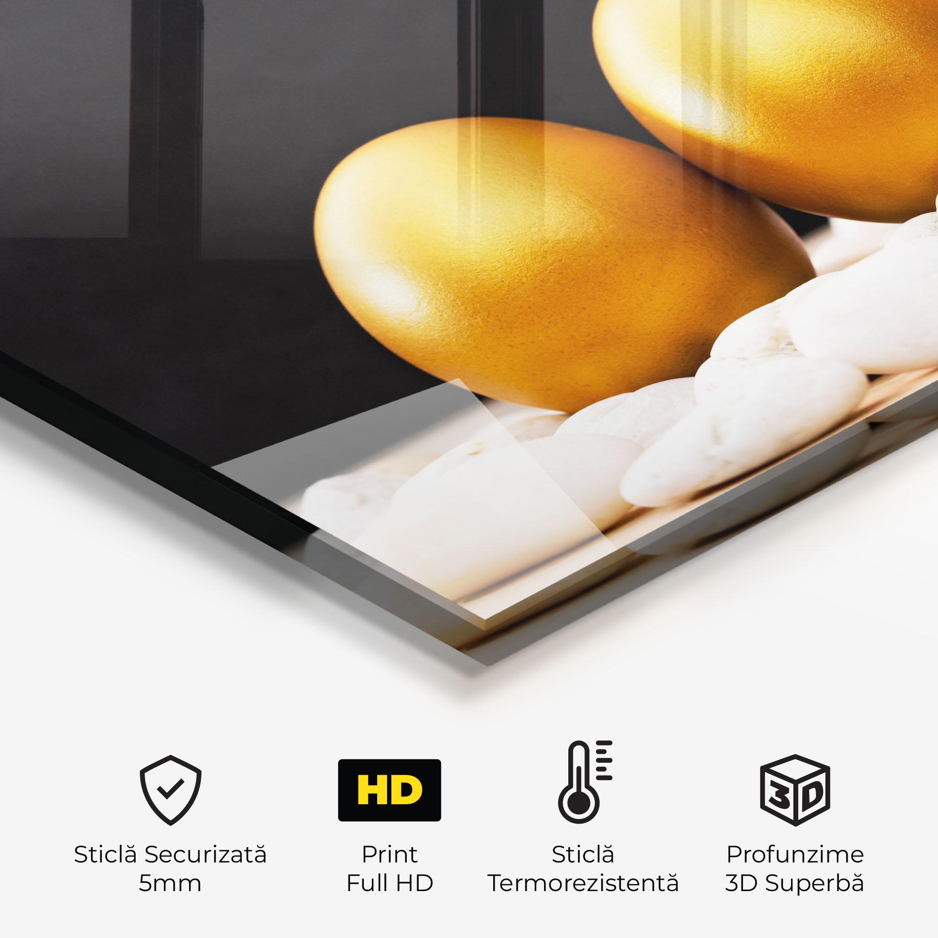 Panou Sticla Bucatarie Golden Easter Egg mockup 2