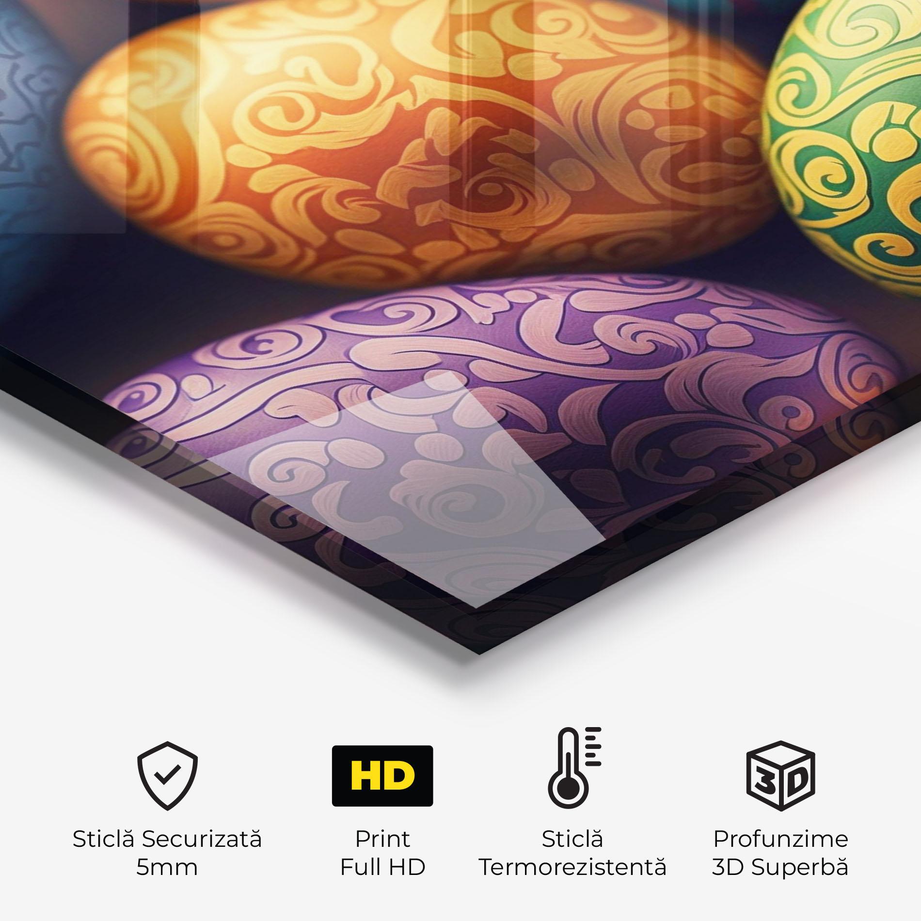 Panou Sticla Bucatarie Orange Green Easter Eggs mockup 2