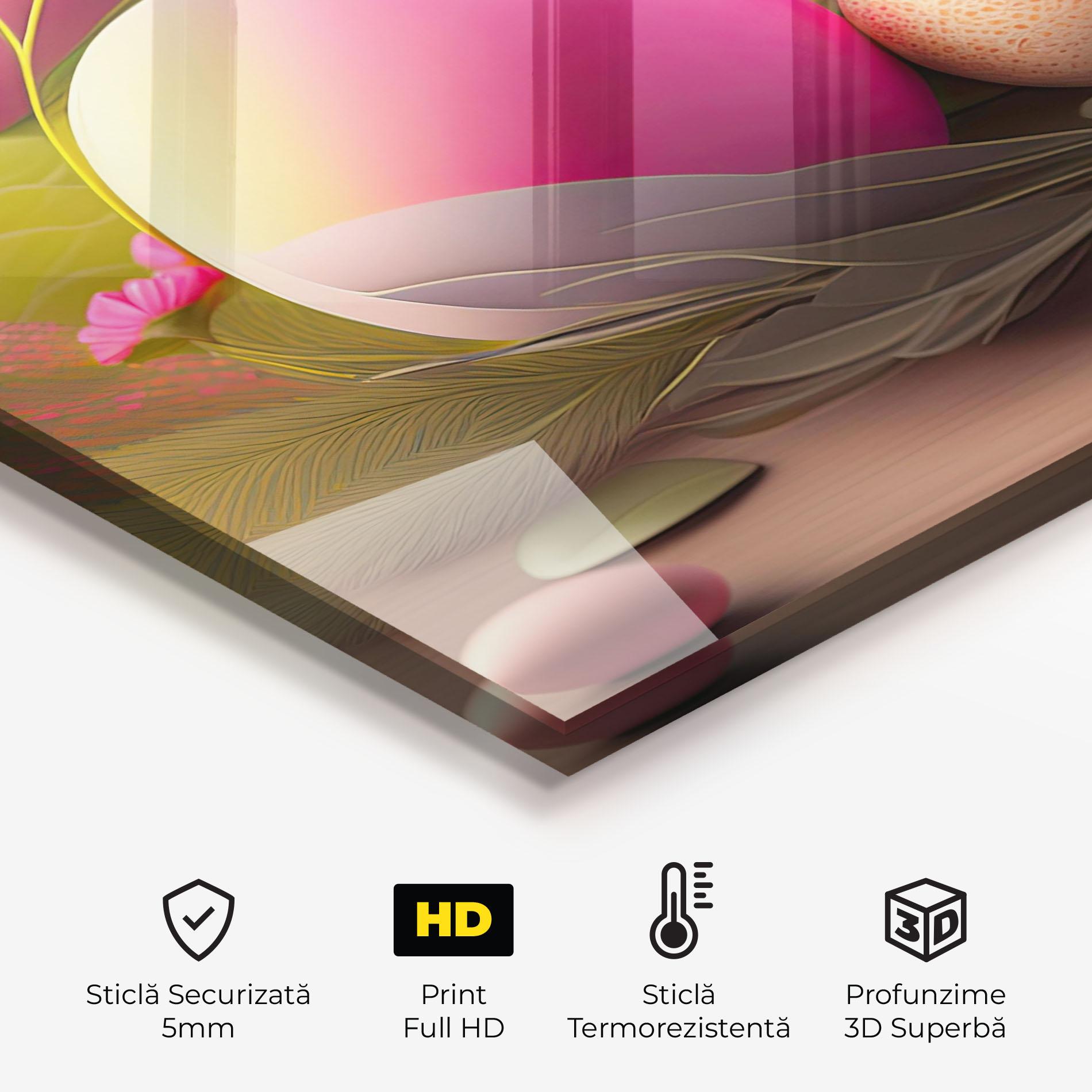 Panou Sticla Bucatarie Pink Easter Eggs mockup 2