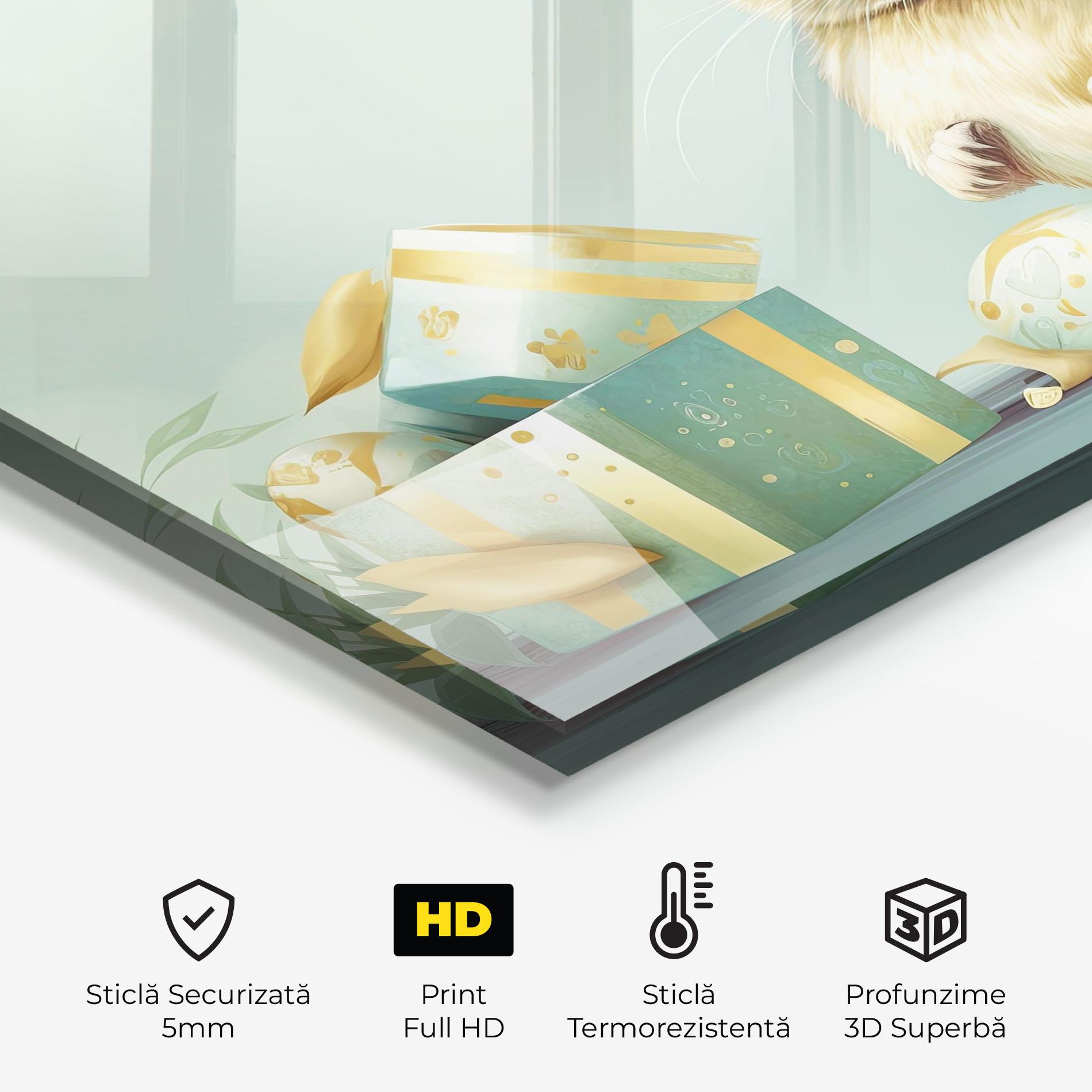 Panou Sticla Bucatarie Pretty Cute Easter Bunny mockup 2