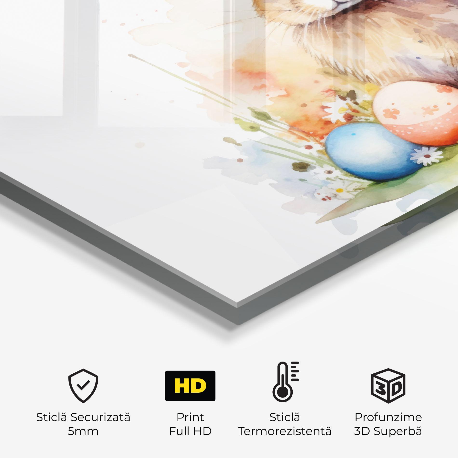 Panou Sticla Bucatarie Rabbit Easter Art mockup 2